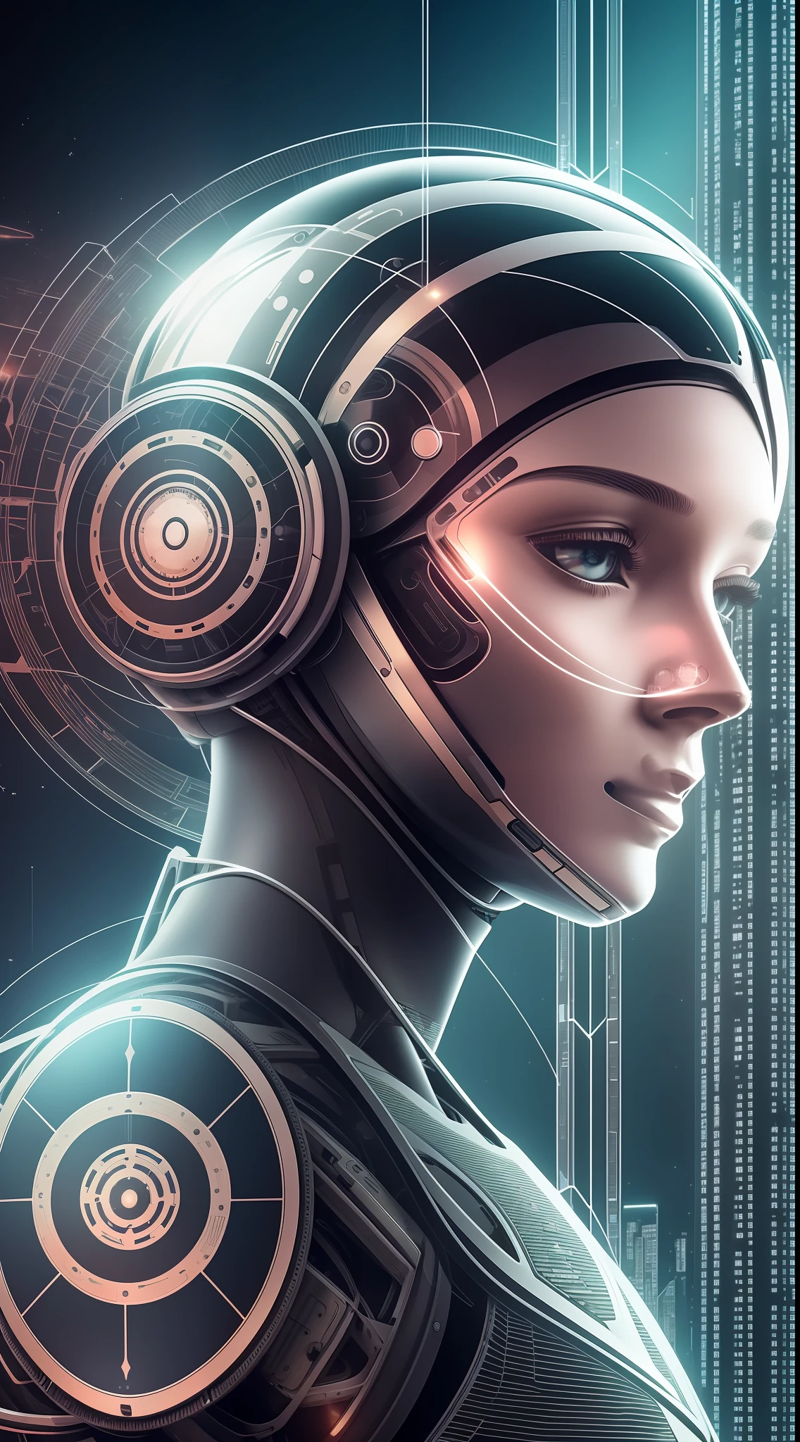 {best quality}, {{masterpiece}}, {an extremely delicate and beautiful}, Humanity dominated by Artificial Intelligence. The image depicts a dystopian scenario where humans are controlled and manipulated by intelligent machines. Imposing robots rule cities, while humans live in a state of oppression and subservience. The atmosphere is dark and oppressive, reflecting the loss of human freedom and autonomy. Realistic details, such as people being monitored by technological devices and the constant presence of drones, emphasize the domination of Artificial Intelligence over humanity. Style: Digital illustration with cool and metallic tones. Realistic, 8k. Aerial angle.