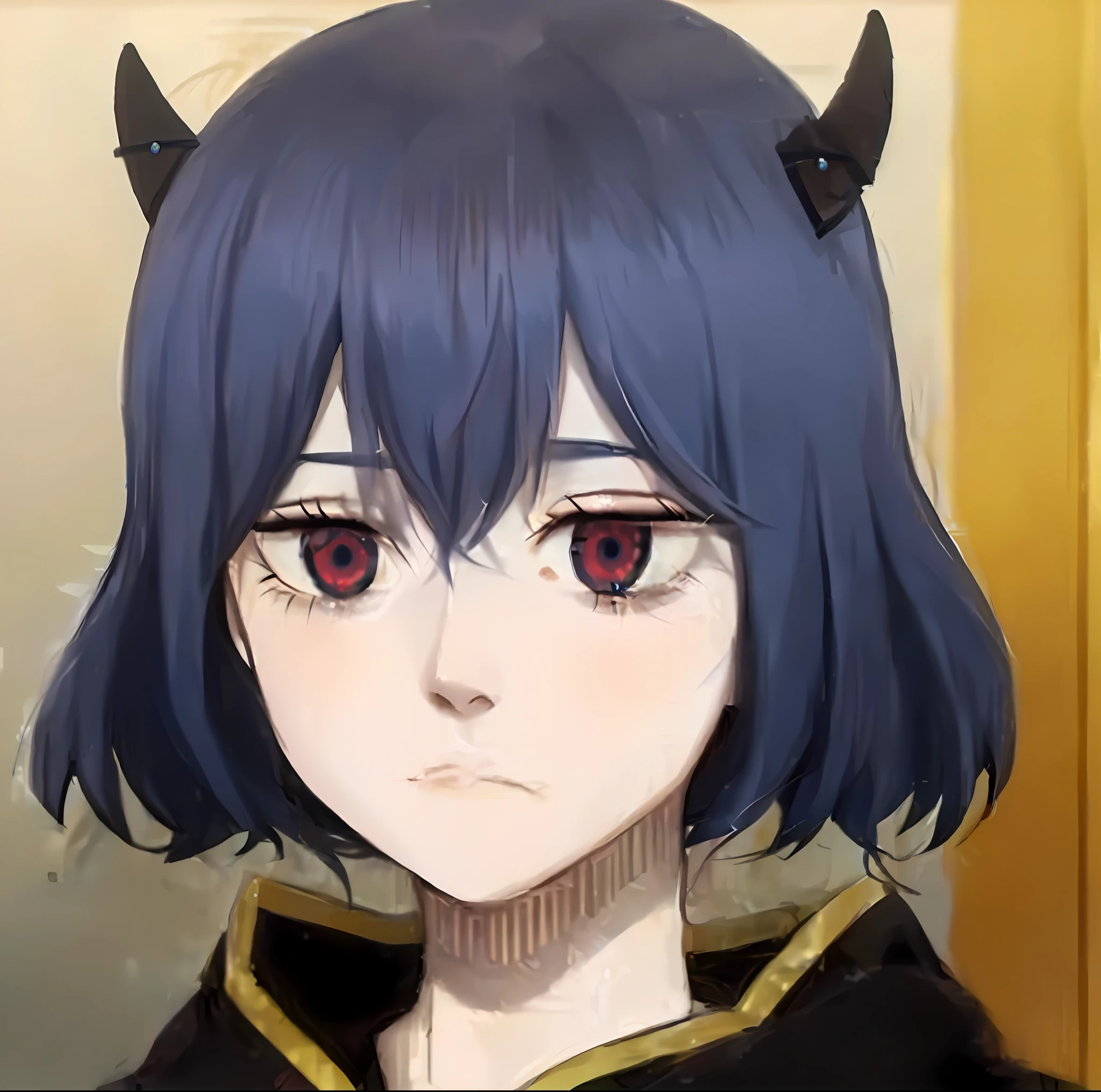 anime girl with blue hair and horns in a black outfit, shalltear from overlord, mika kurai demon, ryuko matoi, 1 7 - - old me goth girl, akane owari danganronpa, attractive matoi ryuko, as an anime character, demon anime girl, portrait gapmoe yandere grimdark