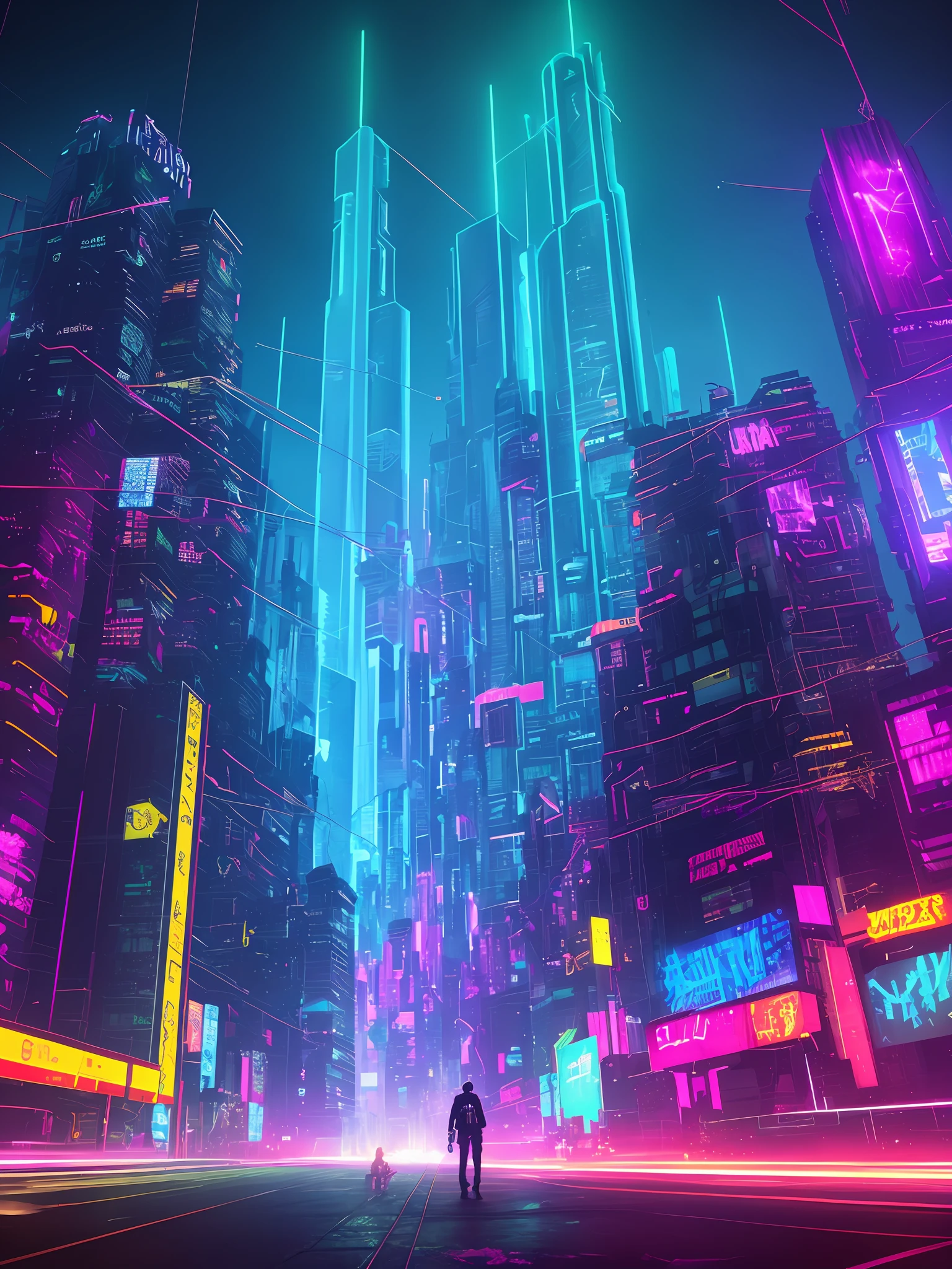 🌆 Welcome to the neon-lit metropolis of the future, where towering skyscrapers reach towards the heavens and the city pulses with a cybernetic heartbeat. In this cyberpunk dystopia, advanced technology coexists with gritty urban decay, creating a mesmerizing juxtaposition of the old and the new. The flickering holographic billboards, cascading digital advertisements, and sprawling network of cables weave together to form a tapestry of digital dreams and dark secrets. Amidst the concrete canyons, you catch a glimpse of a lone figure, their silhouette illuminated by the neon glow. Who is this mysterious individual, and what secrets do they hold? Unravel the enigma that lies within the soaring arranha céu (skyscraper) and explore the high-tech underbelly of this cyberpunk world.