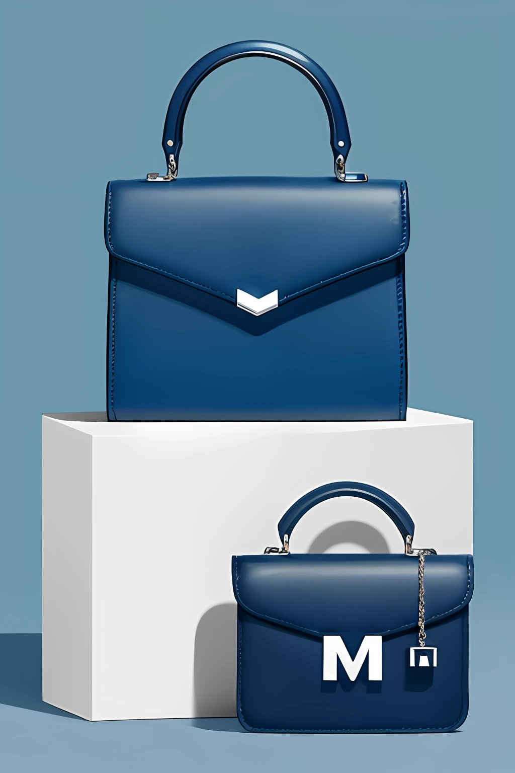 Create a logo that features the letter M fused with a realistic image of a bag, creating a visual connection between the brand and the product. The fund must have a technological style that reflects the innovation and modernity of the company.
The logo consists of a stylized letter M and a stylized bag fused together in a harmonious design. The bag is represented realistically, with shadows and highlighting that make it three-dimensional, while the letter M is stylized with smooth, rounded lines. The background features a technological style, with abstract lines and shapes that suggest energy and innovation.

The colors chosen are a combination of dark blue and silver, conveying professionalism and confidence. The dark blue is elegant and sober, while the silver adds a touch of modernity and innovation.