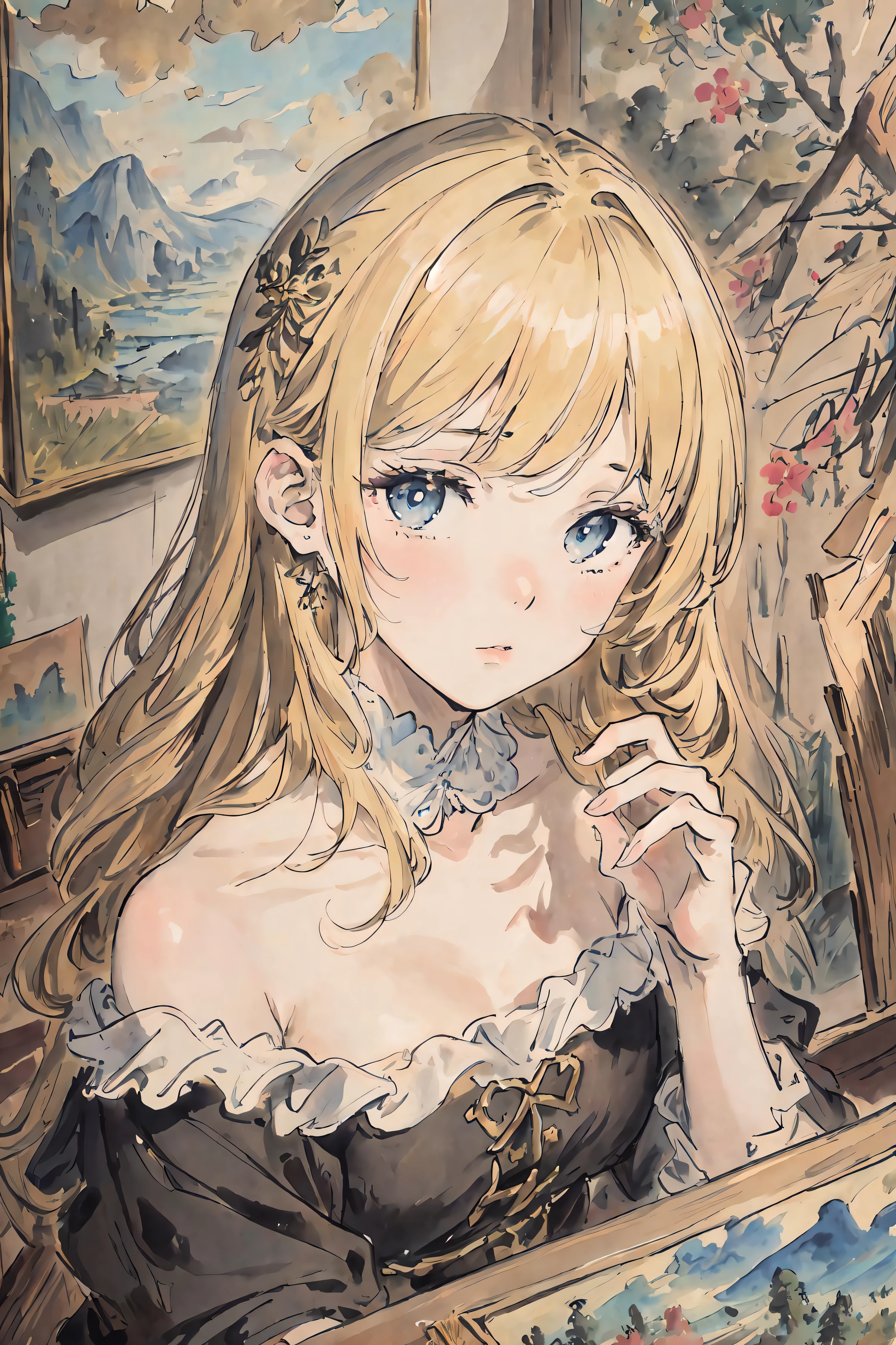 masterpiece, best quality, an extremely delicate and beautiful girl,an extremely delicate and beautiful, world masterpiece theater, ultra-detailed, highly detailed, best quality, blonde hair, highres, extremely detailed,1girl, best quality, illustration, looking at viewer, impasto, canvas, oil painting, realistic, realist ,real,