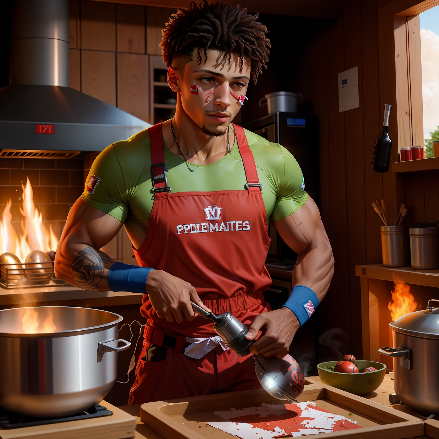 Patrick Mahomes throwing a grenade