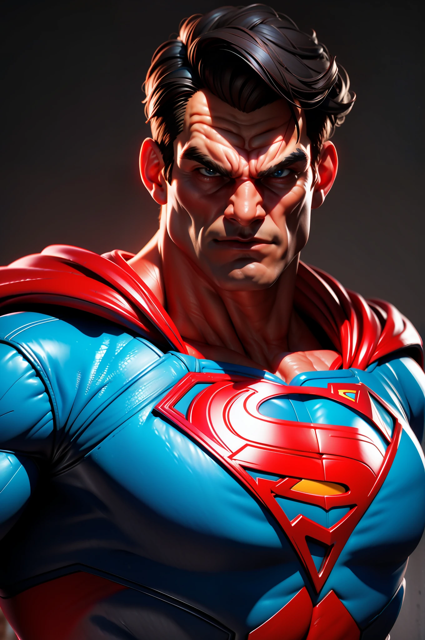 Close-up portrait, ultra realistic Superman, perfect hands with four fingers and one thumb, cinematic image, 3D, 8k, imax, 60mm cinematic photography.