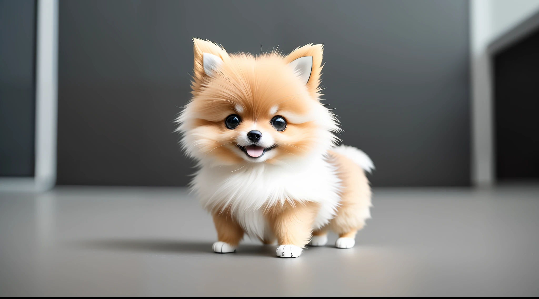 Cute Pomeranian, made of metal, (cyborg: 1.1), ([tail | detailed wire]: 1.3), (complex detail), HDR, (complex detailed, hyperdetailed: 1.2), cinematic shot, vignette, center