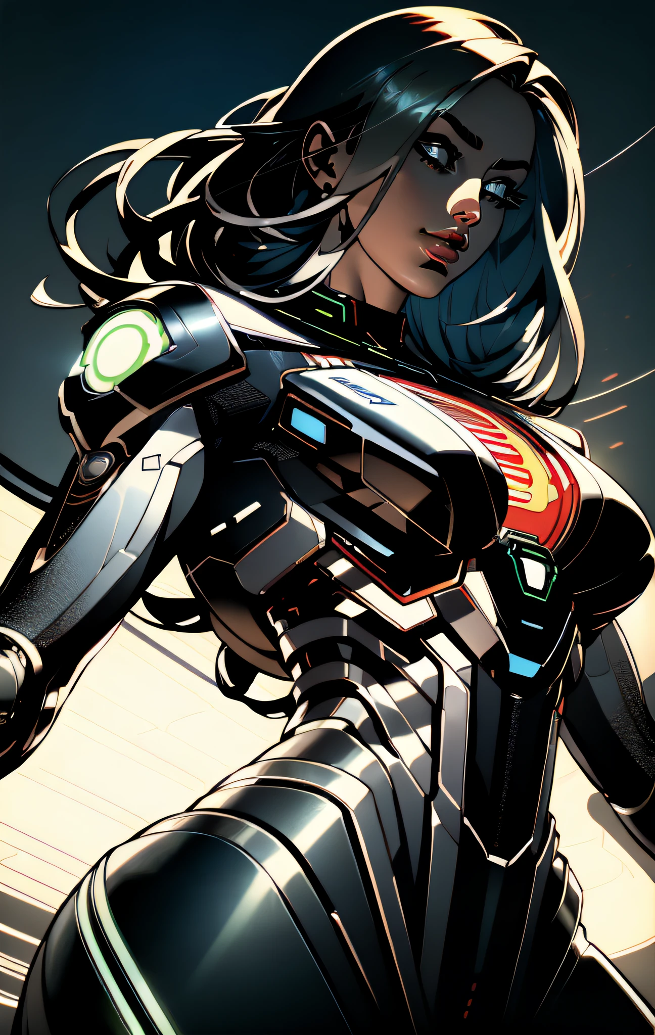 (comic style), (colored line art:1.5), ((Best quality)), ((masterpiece)), (detailed:1.4), 3D, an image of a beautiful cyberpunk female,HDR (High Dynamic Range),Ray Tracing,NVIDIA RTX,Super-Resolution,Unreal 5,Subsurface scattering,PBR Texturing,Post-processing,Anisotropic Filtering,Depth-of-field,Maximum clarity and sharpness,Multi-layered textures,Albedo and Specular maps,Surface shading,Accurate simulation of light-material interaction,Perfect proportions,Octane Render,Two-tone lighting,Wide aperture,Low ISO,White balance,Rule of thirds,8K RAW, (realistic:1.3), (mature adult:1.5),