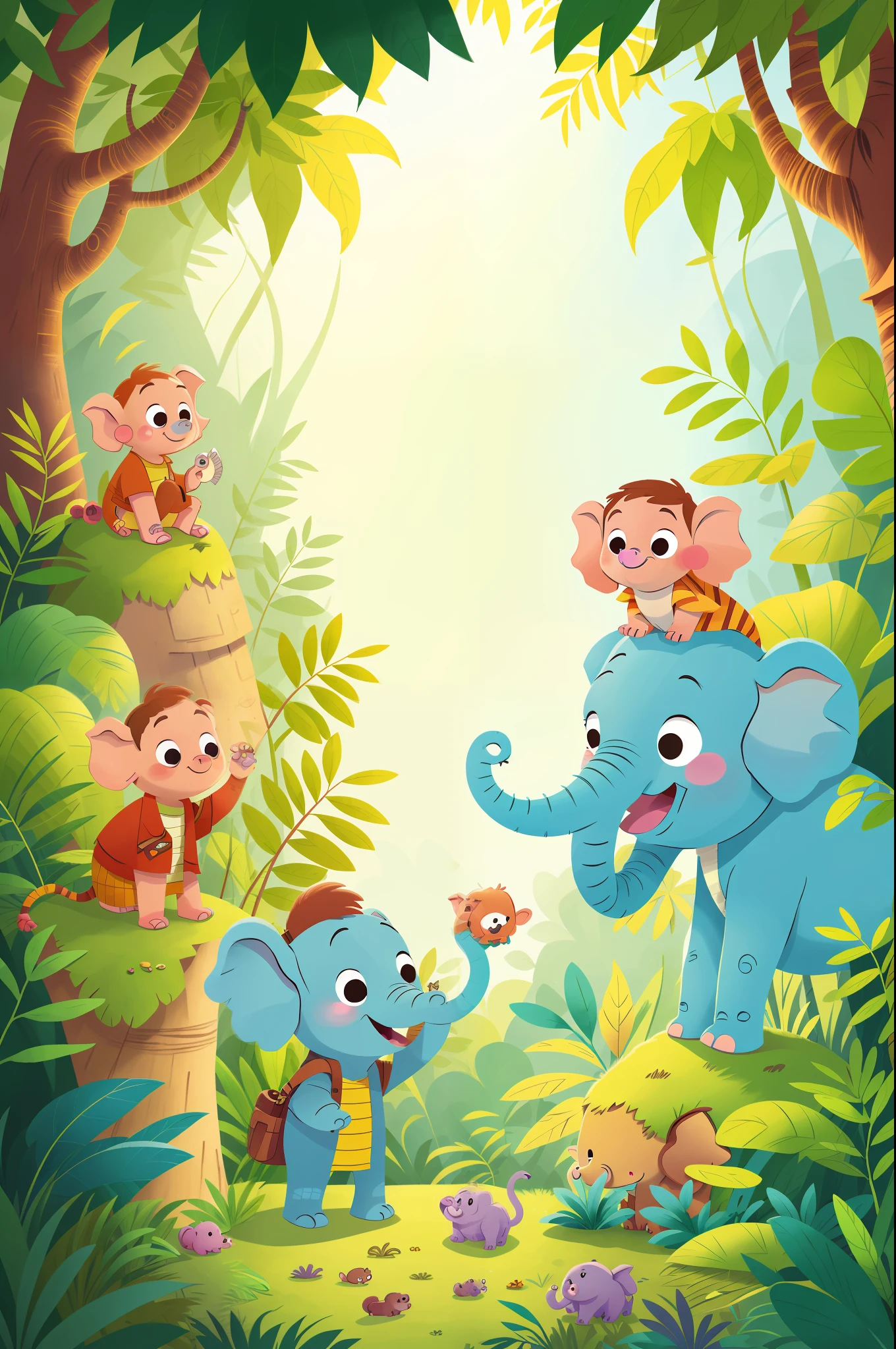 Once upon a time there was a little elephant named Doug who lived in the jungle. Doug was very curious and loved exploring the world around him. children's book