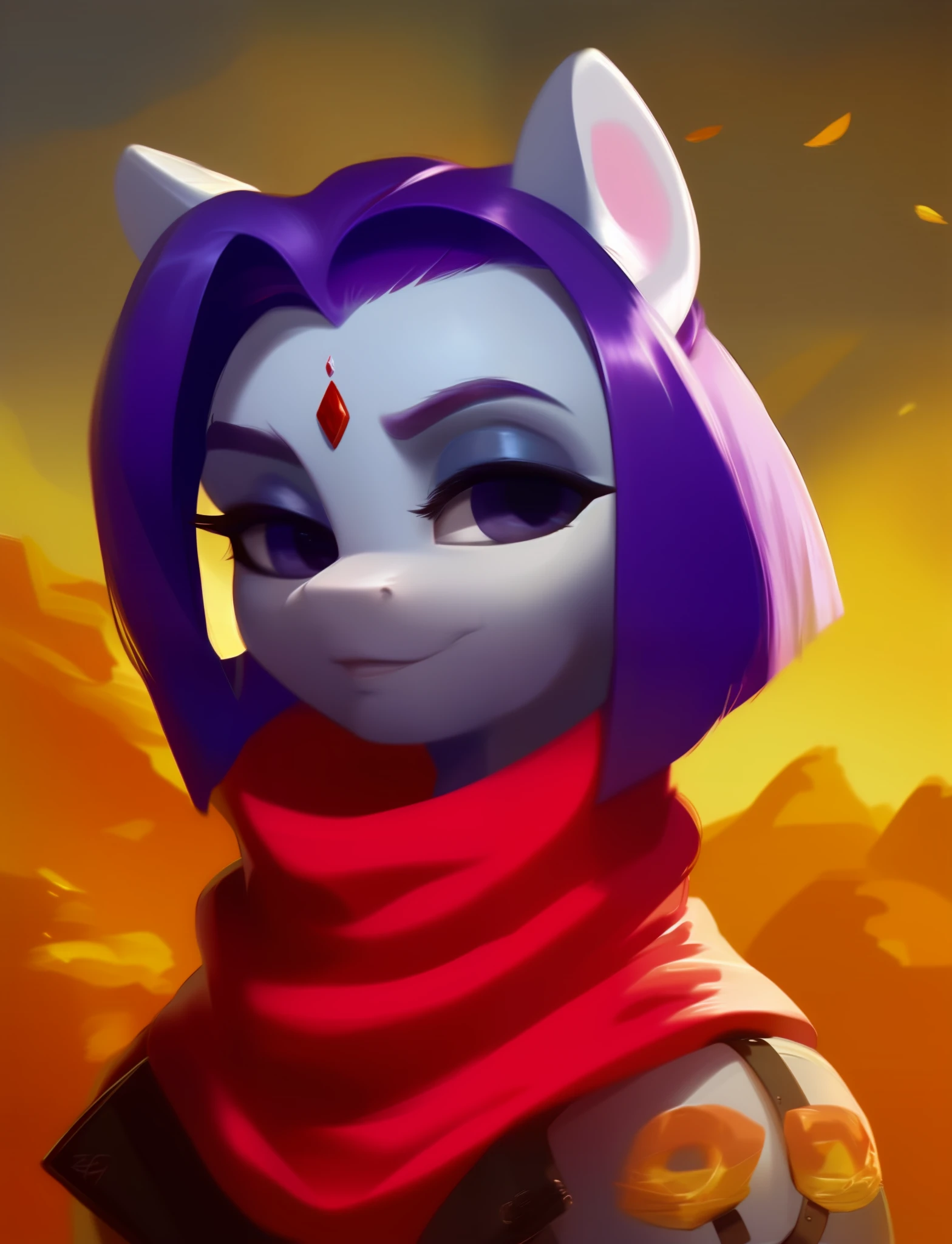 pony, score_9, rating_safe, raven from teen titans, portrait