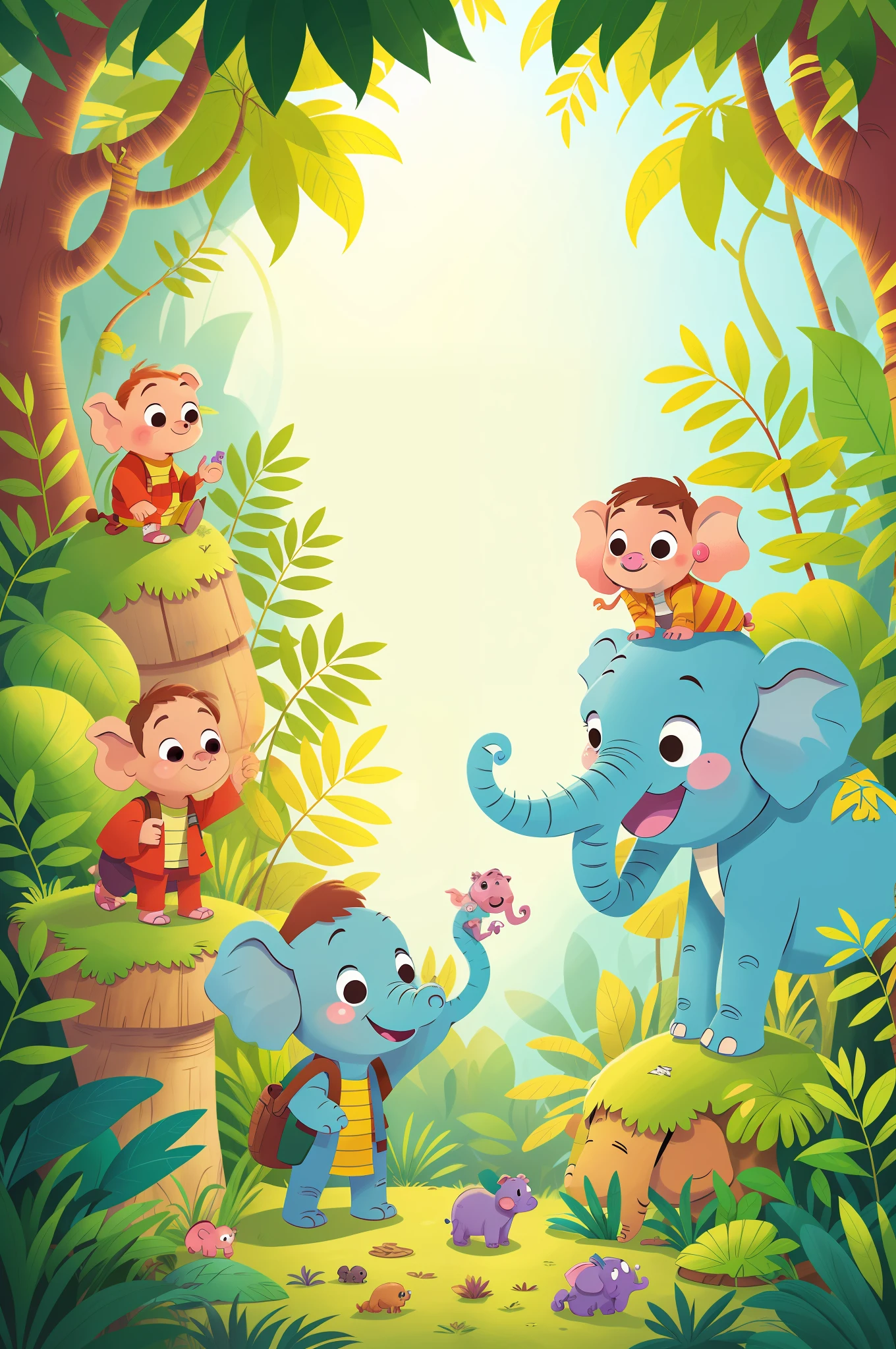 Once upon a time there was a little elephant named Doug who lived in the jungle. Doug was very curious and loved exploring the world around him. children's book