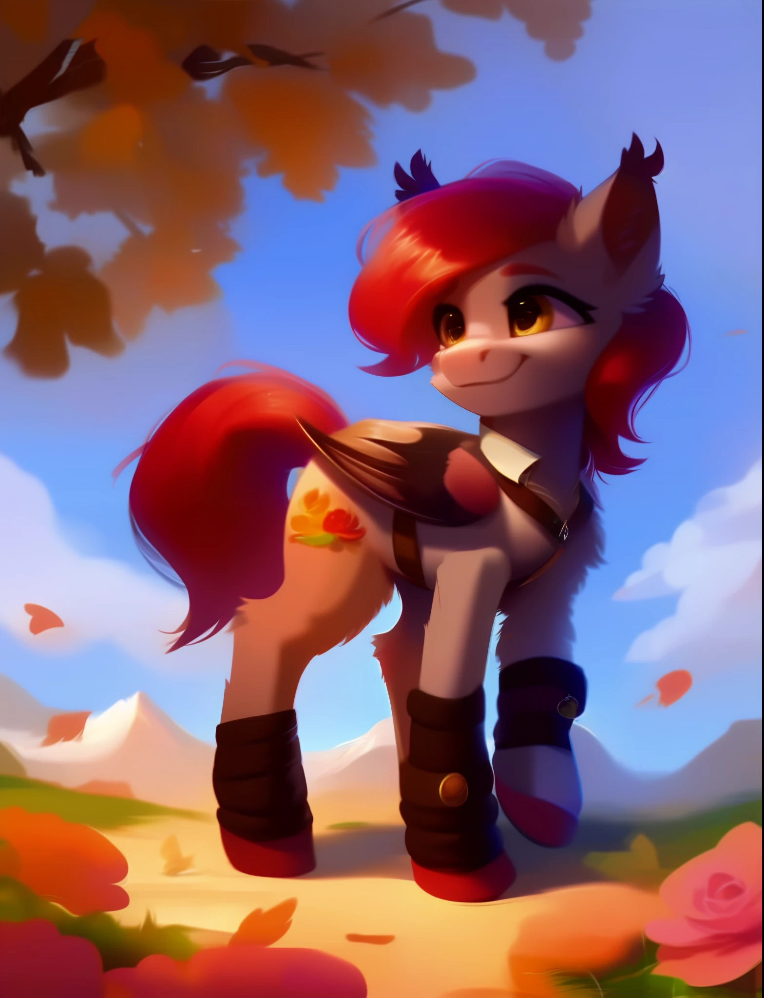 rating_safe, score_9, a cute bat pony, fluffy, feral pony