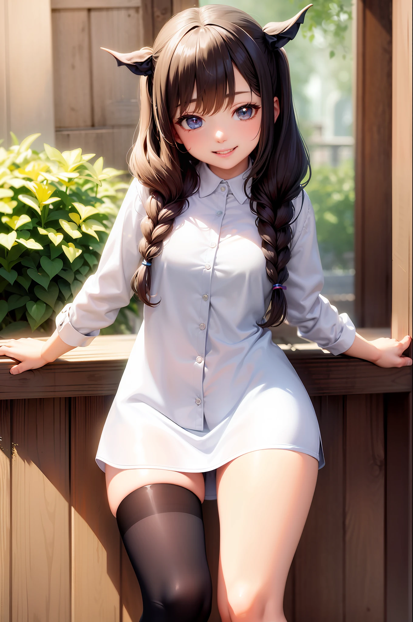 (masterpiece, best quality: 1.2), cowboy shot, solo, 1girl, succubus, smile, looking at the viewer, twintails, hildauniform, blue thighs
