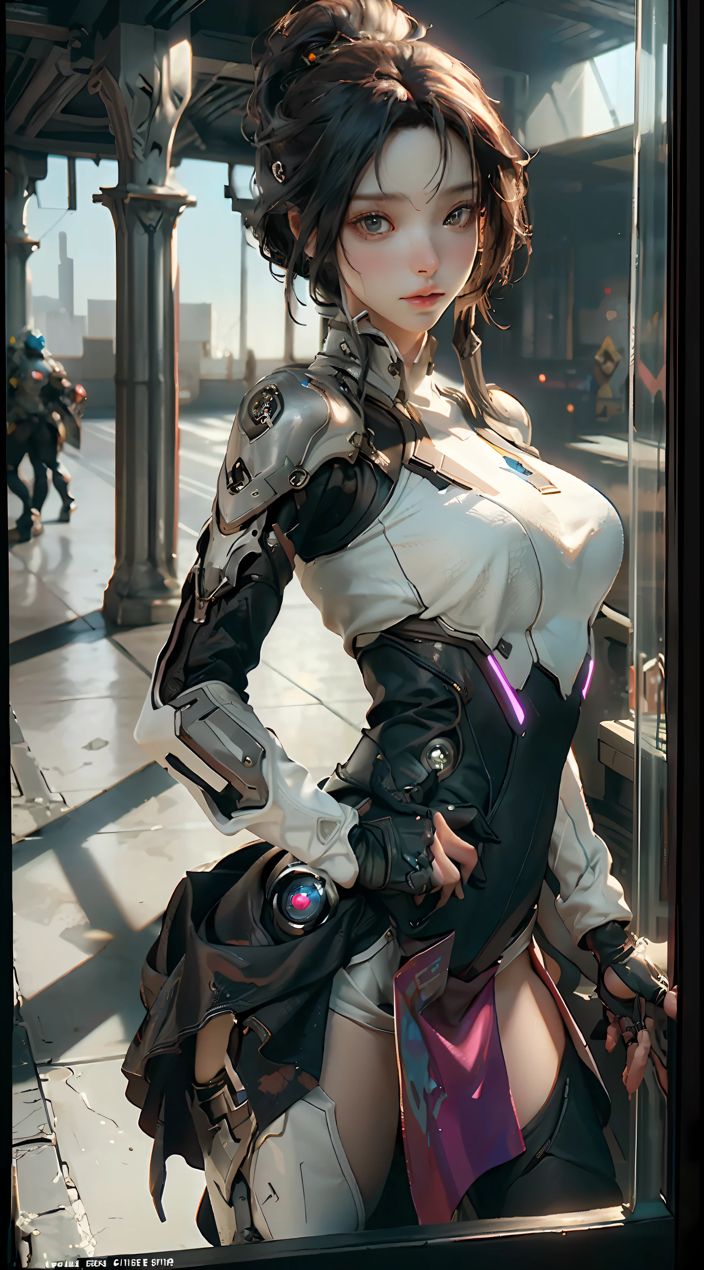 ((Best quality)), ((masterpiece)), (detailed:1.4), 3D, an image of a beautiful cyberpunk female,HDR (High Dynamic Range),Ray Tracing,NVIDIA RTX,Super-Resolution,Unreal 5,Subsurface scattering,PBR Texturing,Post-processing,Anisotropic Filtering,Depth-of-field,Maximum clarity and sharpness,Multi-layered textures,Albedo and Specular maps,Surface shading,Accurate simulation of light-material interaction,Perfect proportions,Octane Render,Two-tone lighting,Wide aperture,Low ISO,White balance,Rule of thirds,8K RAW,