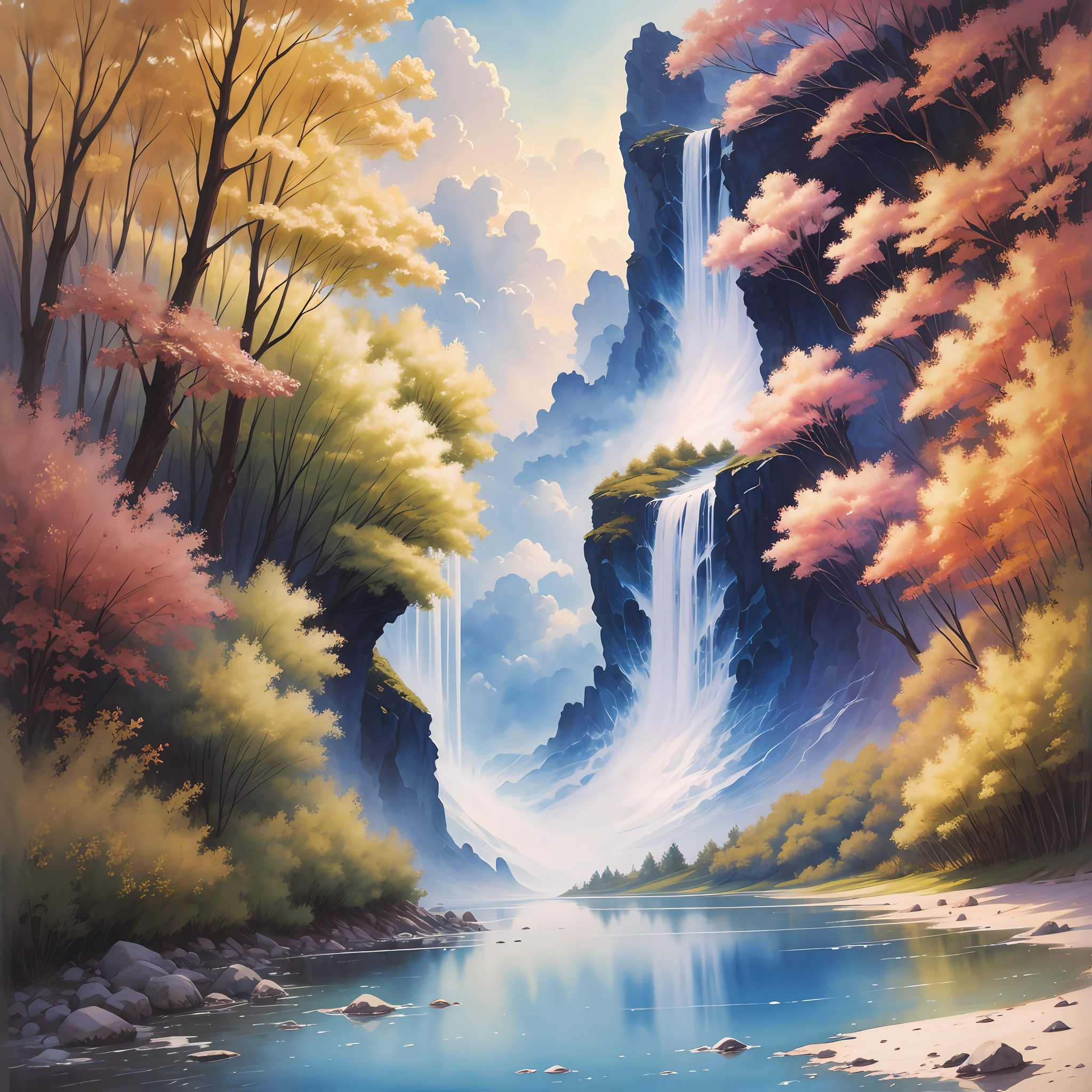 Heavenly picture, beautiful and perfect angels, nature not yet created, watercolor. --auto --s2