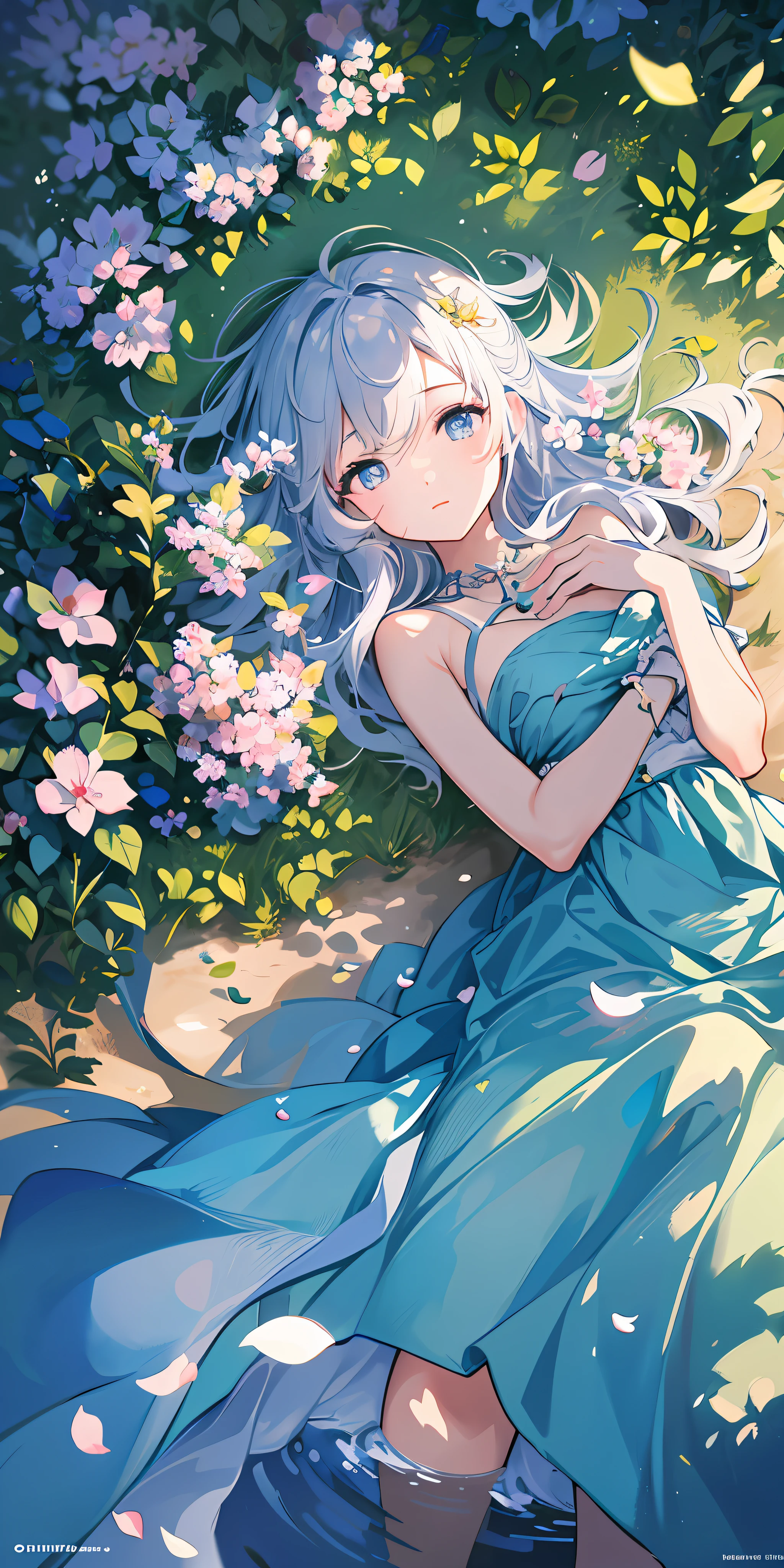 Masterpiece, best quality, (very detailed CG unity 8k wallpaper) (best quality), (best illustration), (best shadows) Nature&#39, blue sea,delicate leaves petals of various colors falling in the air light Tracking, super detailed --auto