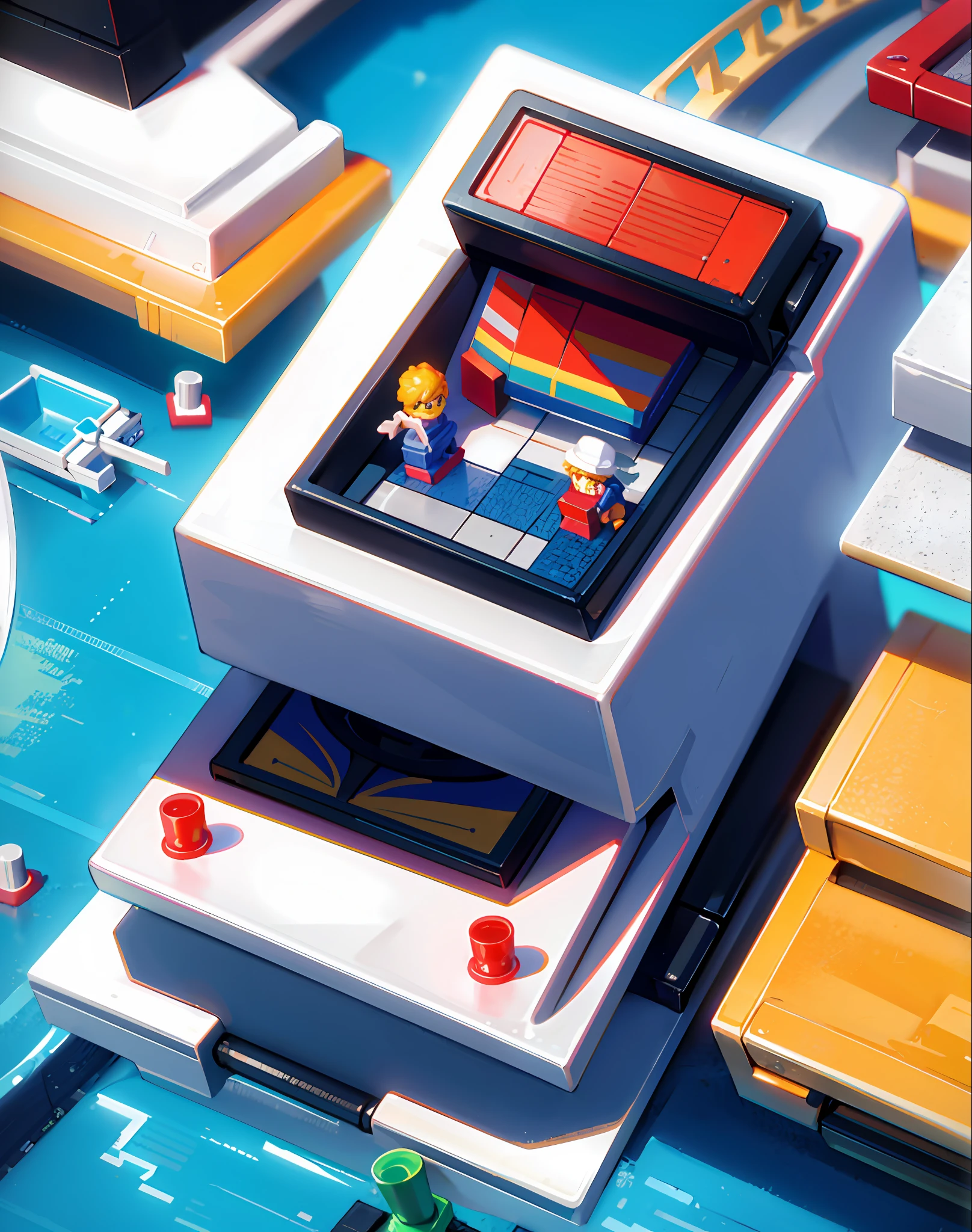 Lego style, amusement park scene, rich color matching, blind box style, toy model, voxel, very detailed, super high resolution, 8K UHD --v 6