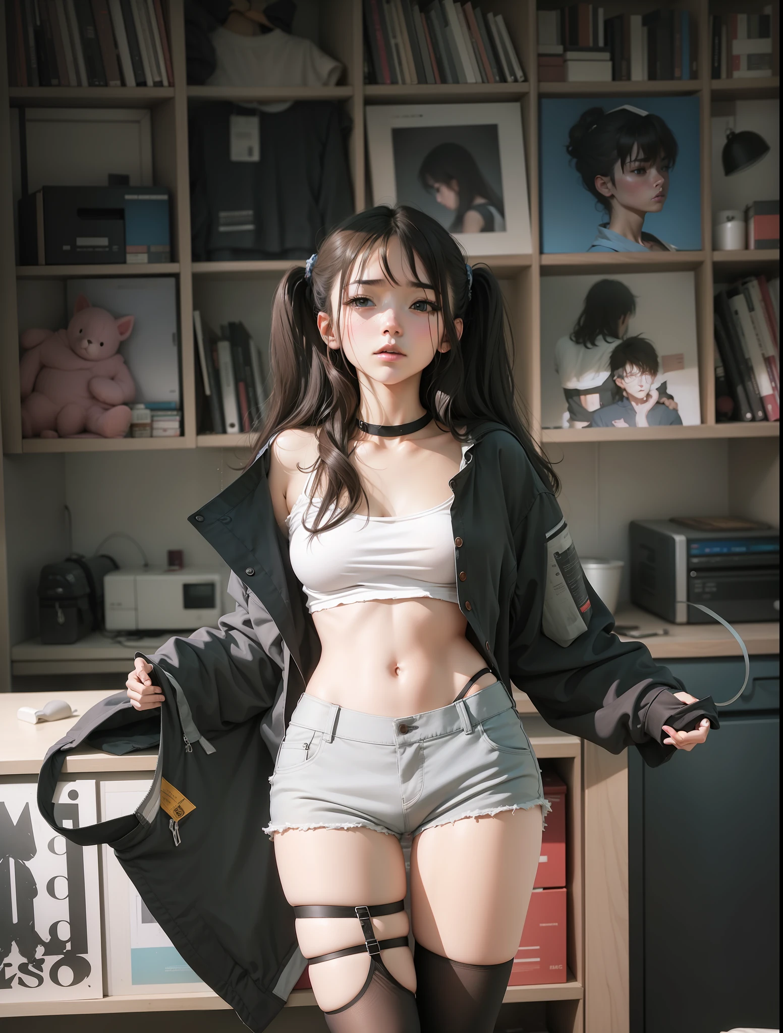 Affectionate, longing, slightly sad, loose clothes, no pants