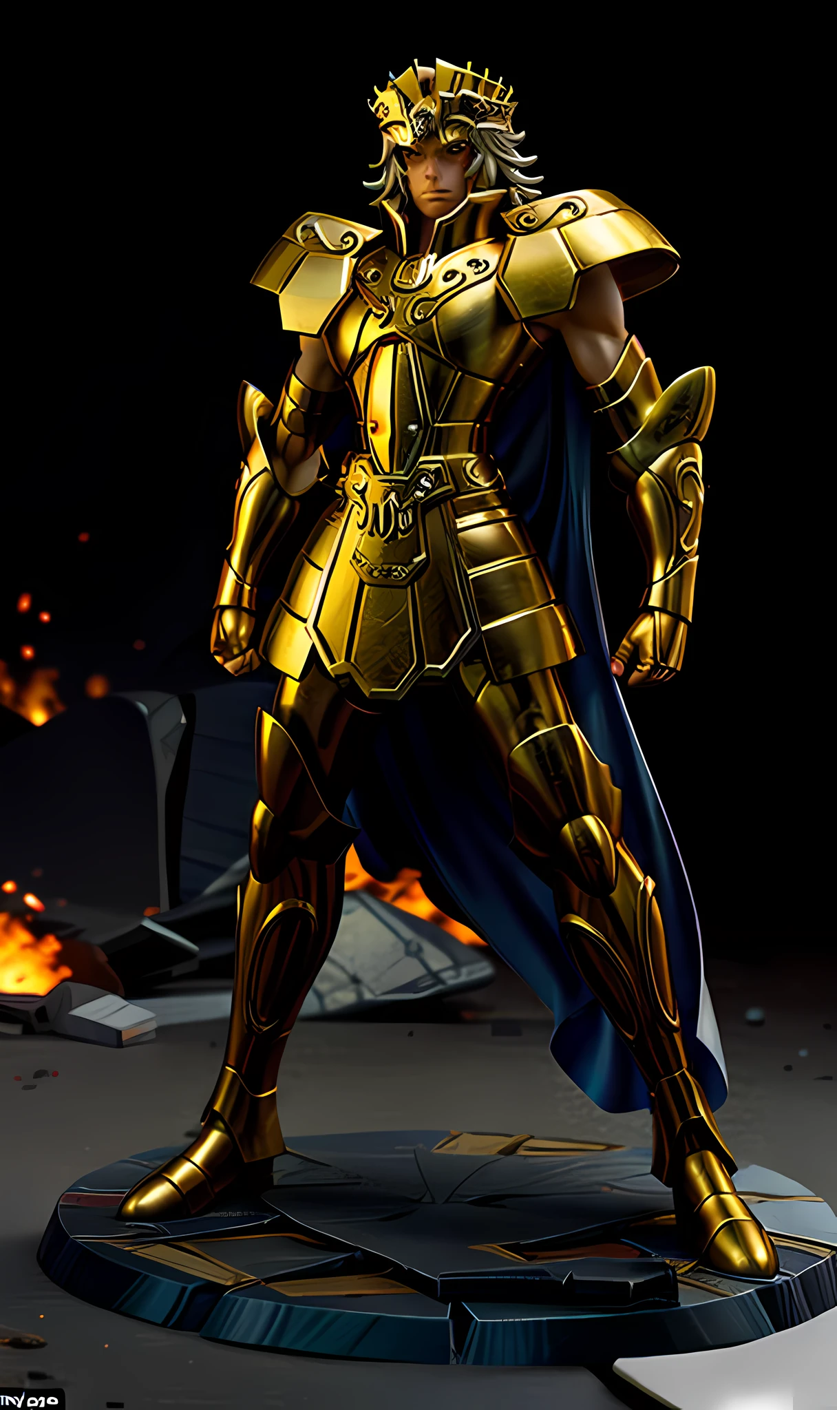 GeminiArmor, masterpiece, best quality, focus, man is wearing medieval armor and positioning himself confidently in the middle of a battlefield. He looks strong, powerful, and fearless, with a determined expression on his face. The armor glows in the sunlight, highlighting his toned and muscular physique. She is surrounded by the chaos and destruction of battle, with fallen soldiers and debris strewn across the ground around her. Despite the violence and turmoil, man exudes calm and control, as if he owned the environment. The overall effect is majestic, imposing and powerful, with man appearing as a warrior king, commanding the scene