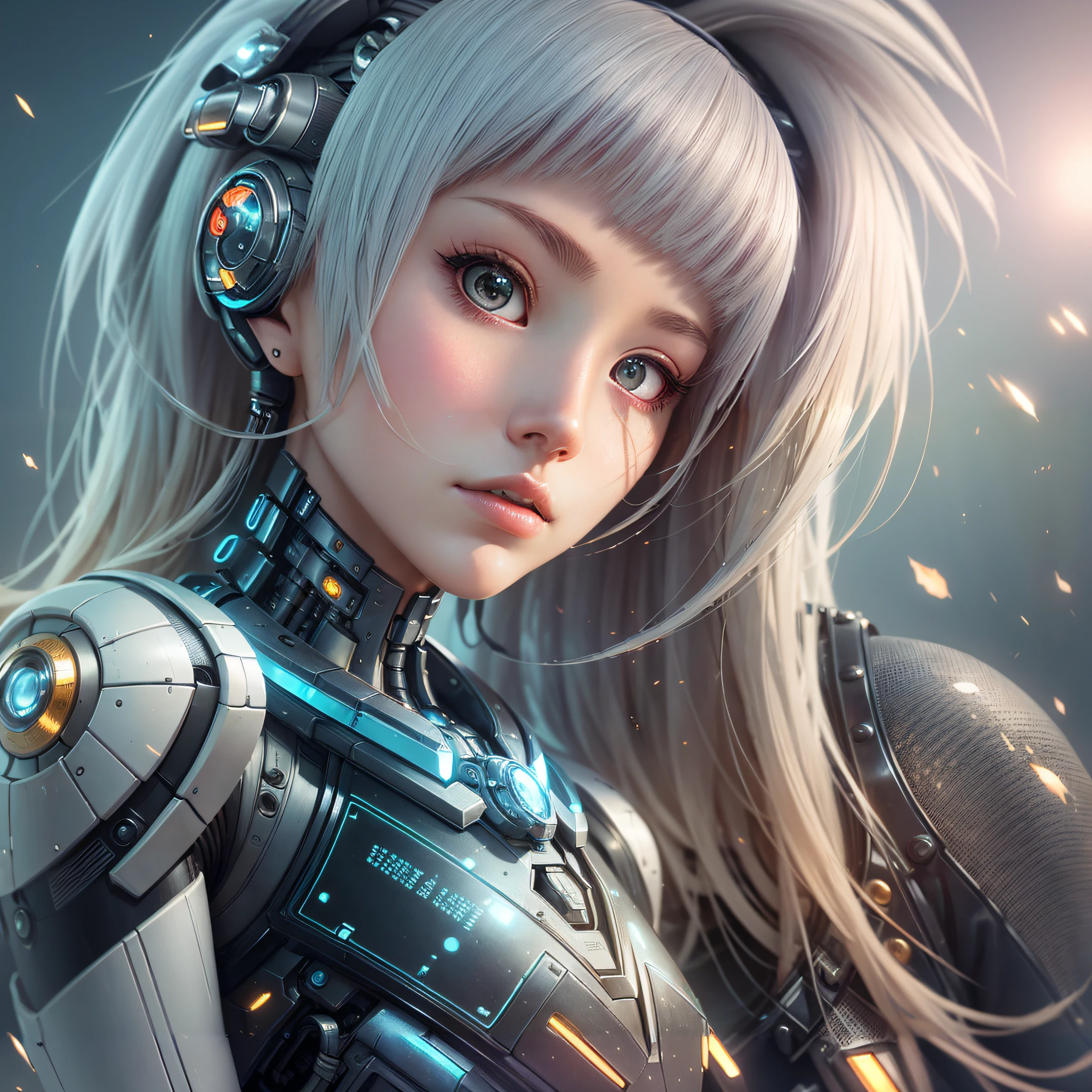 anime girl with futuristic armor and futuristic hair, cute cyborg girl, beutiful girl cyborg, cyborg - girl with silver hair, beutiful white girl cyborg, portrait beautiful sci - fi girl, portrait anime space cadet girl, cyborg girl, girl in mecha cyber armor, cyberpunk anime girl mech, 4k highly detailed digital art, detailed digital anime art, perfect anime cyborg woman