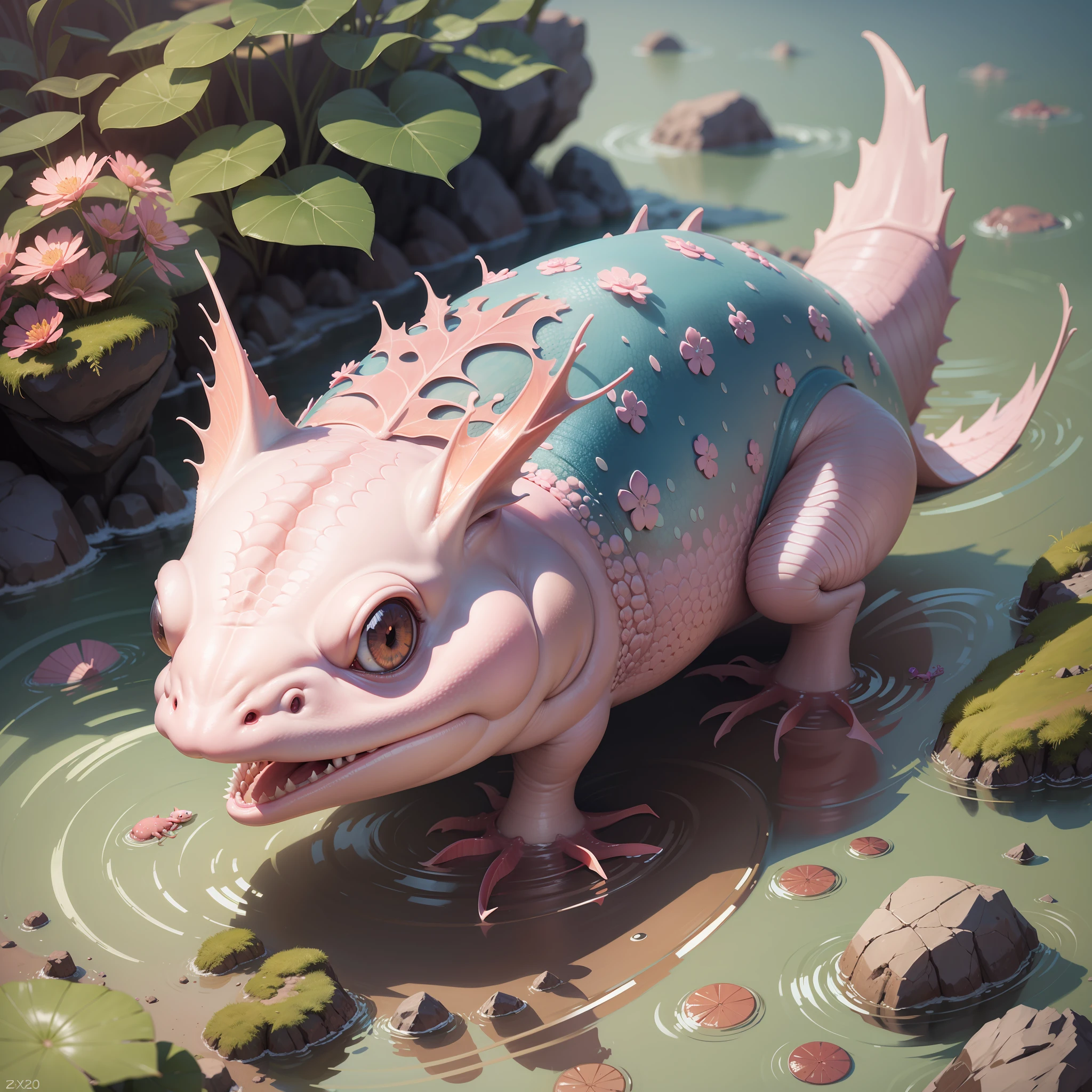 Make an art of a super realistic axolotl --auto --s2