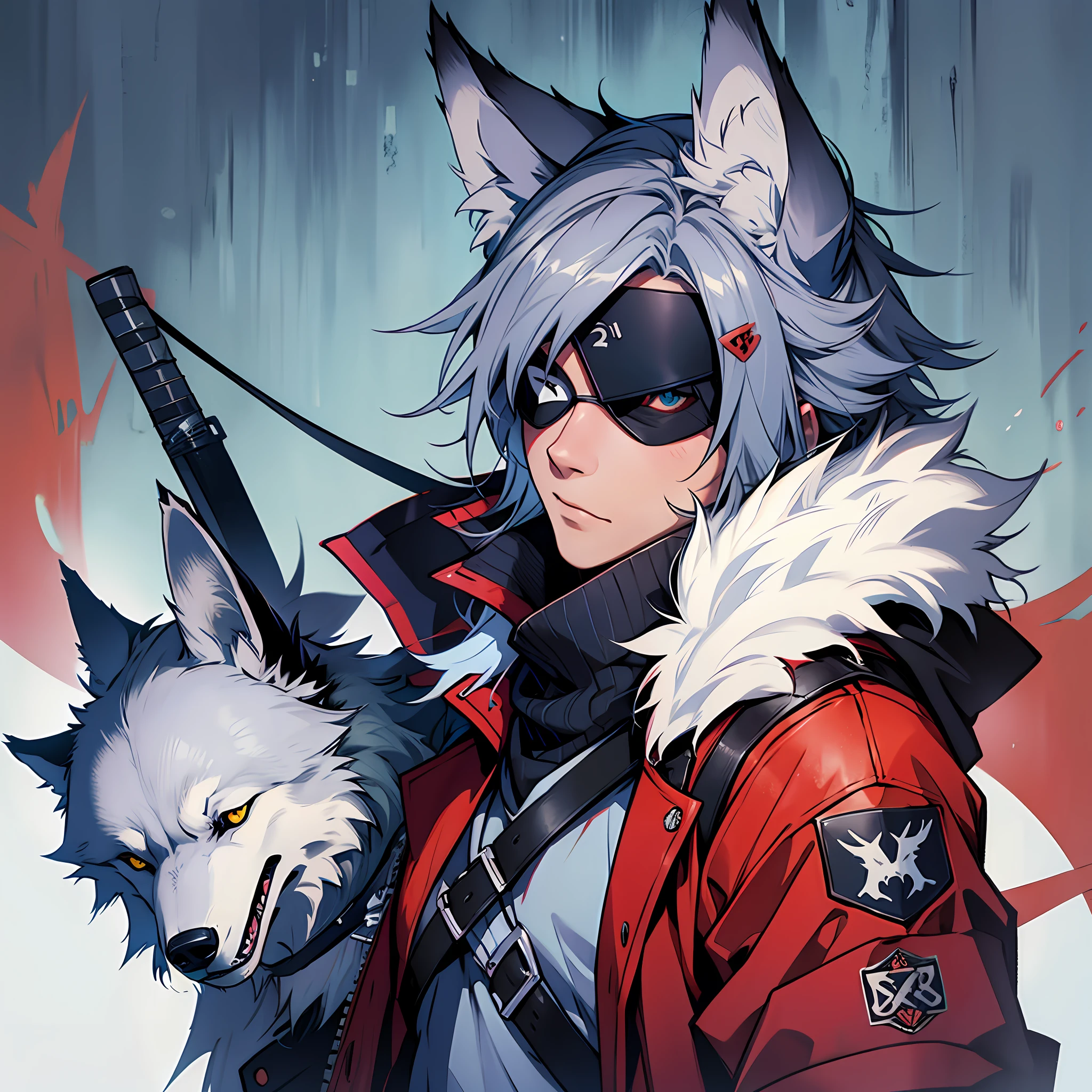 Wolf with eye patch and clothes --auto --s2