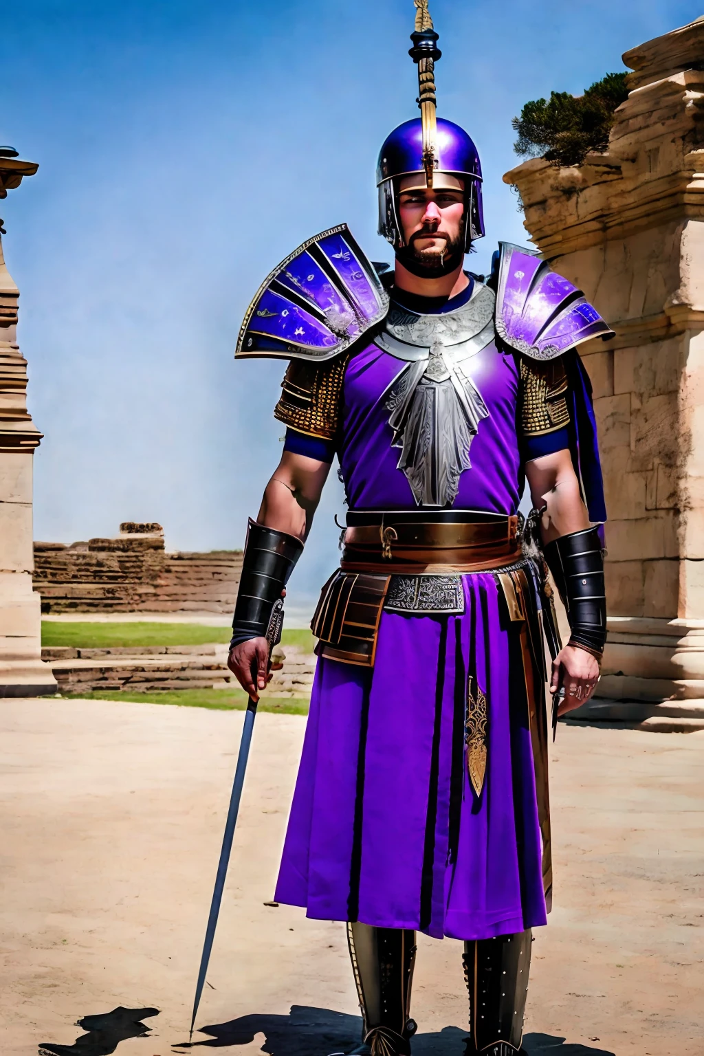 Roman centurion in purple clothing
