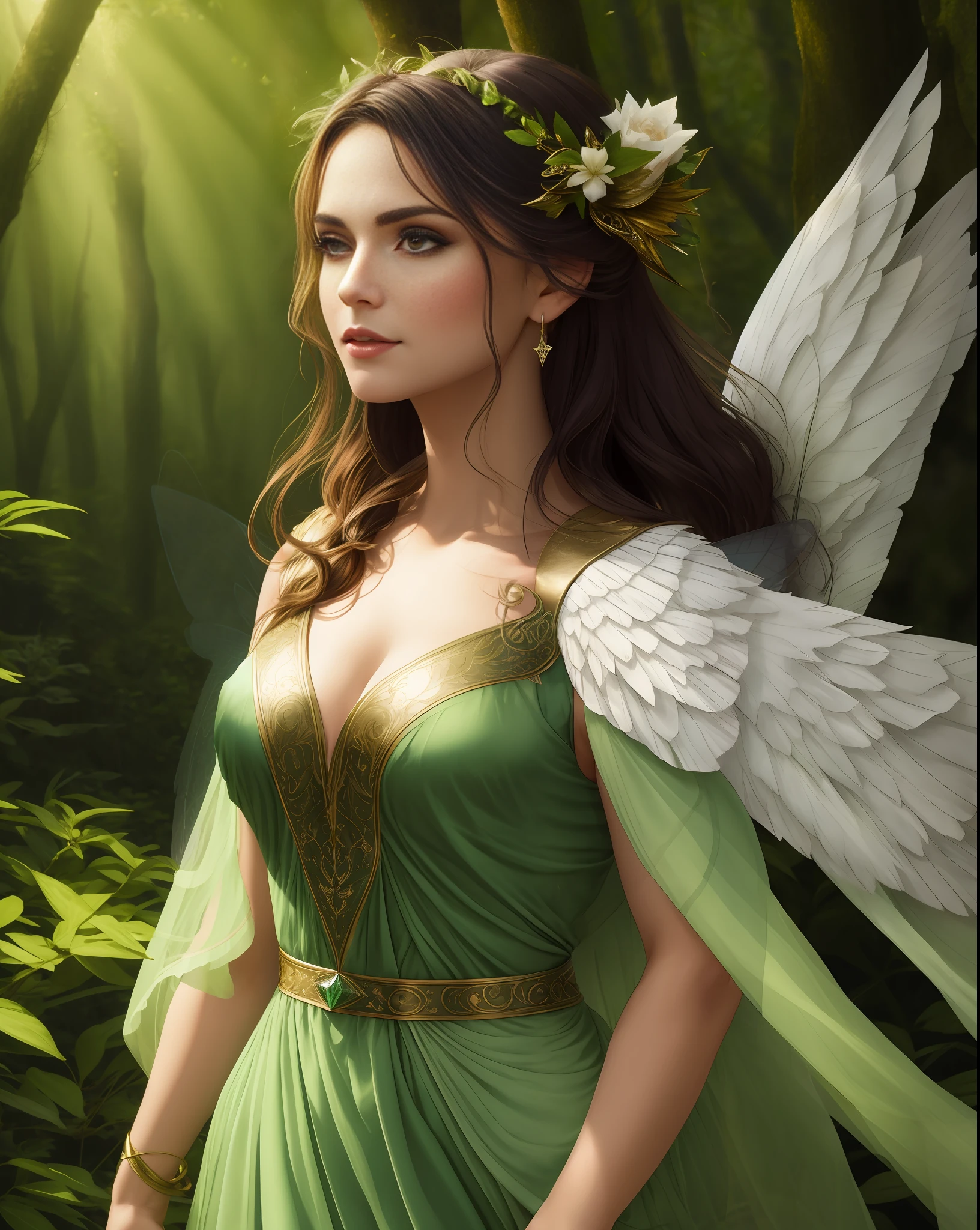 fairy wings on the back and feathered shoulder pads
