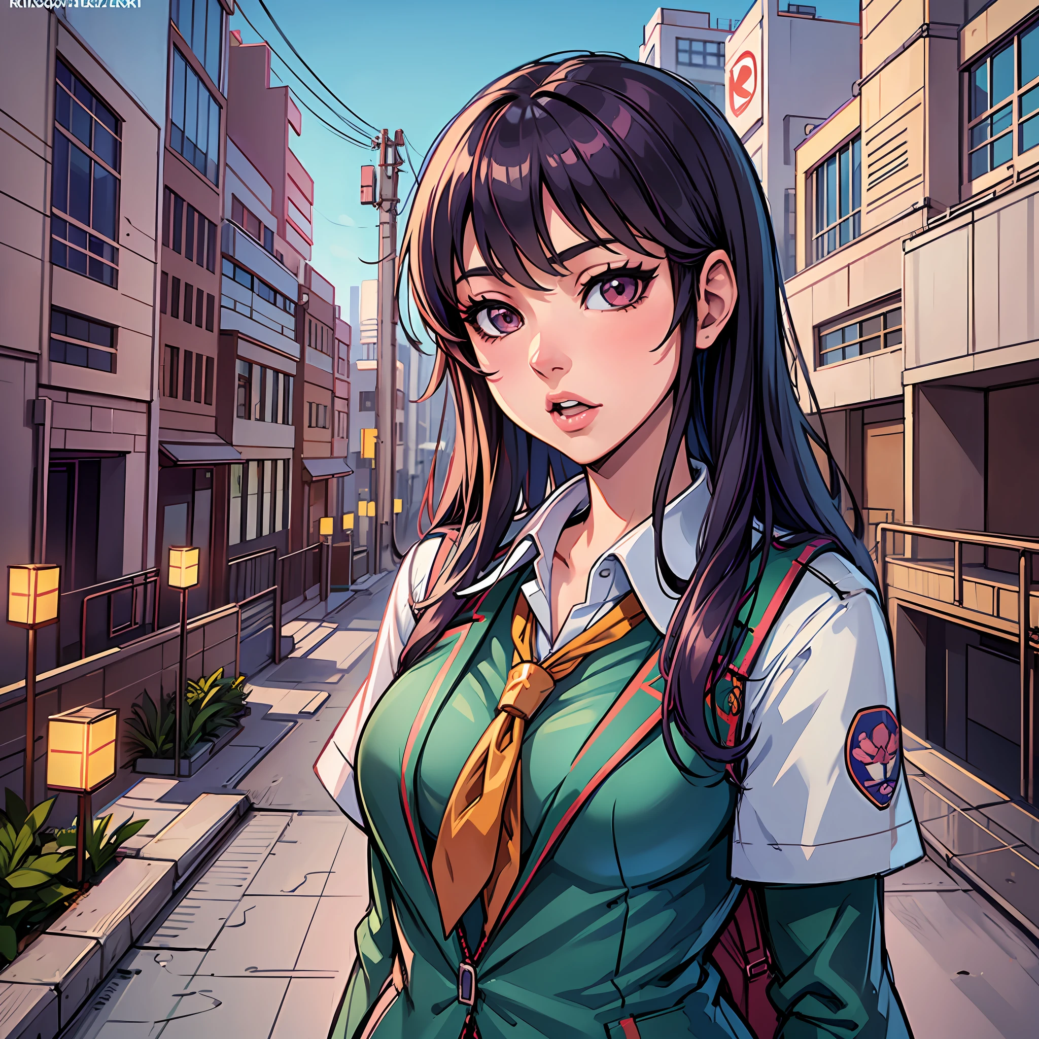 Anime girl in uniform posing for photo, realistic high school girl, surreal schoolgirl, surreal schoolgirl, high school girl, safe for work, ecchi anime style, high school girl pose, beautiful anime schoolgirl, chief ikki, asuka suit under clothes!, rhinoceros