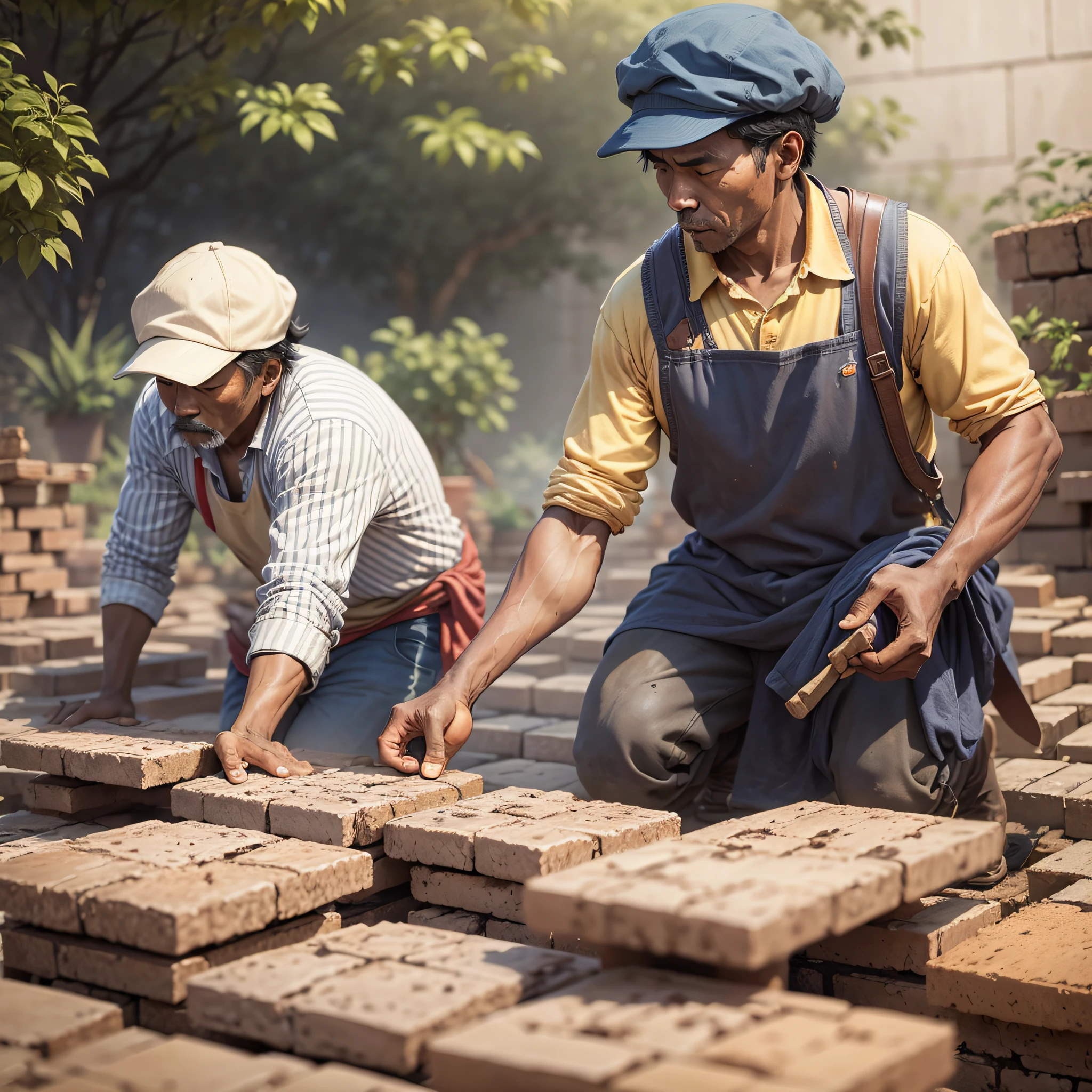 An uncle migrant worker is moving bricks --auto --s2