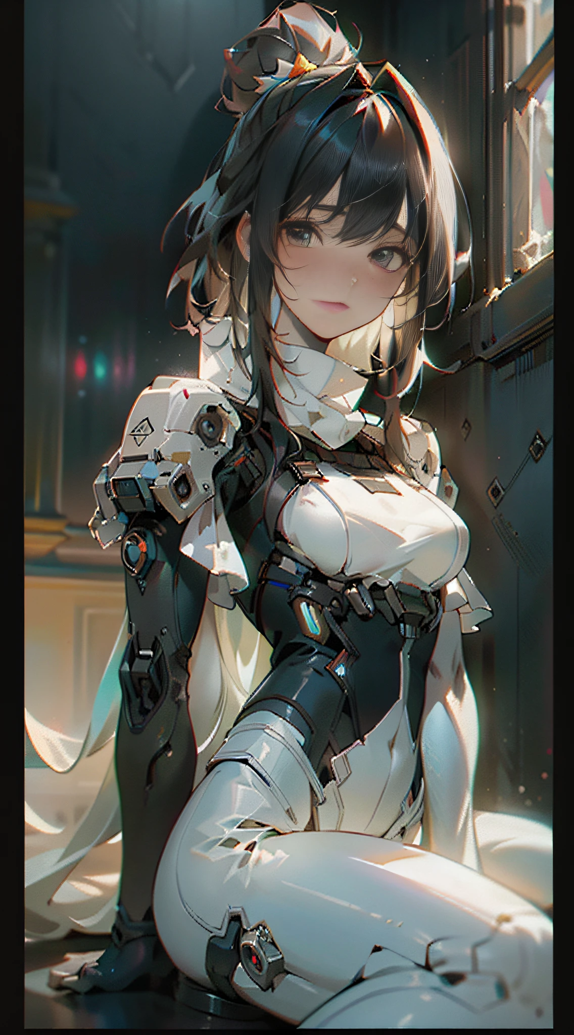 ((Best quality)), ((masterpiece)), (detailed:1.4), 3D, an image of a beautiful cyberpunk female,HDR (High Dynamic Range),Ray Tracing,NVIDIA RTX,Super-Resolution,Unreal 5,Subsurface scattering,PBR Texturing,Post-processing,Anisotropic Filtering,Depth-of-field,Maximum clarity and sharpness,Multi-layered textures,Albedo and Specular maps,Surface shading,Accurate simulation of light-material interaction,Perfect proportions,Octane Render,Two-tone lighting,Wide aperture,Low ISO,White balance,Rule of thirds,8K RAW,