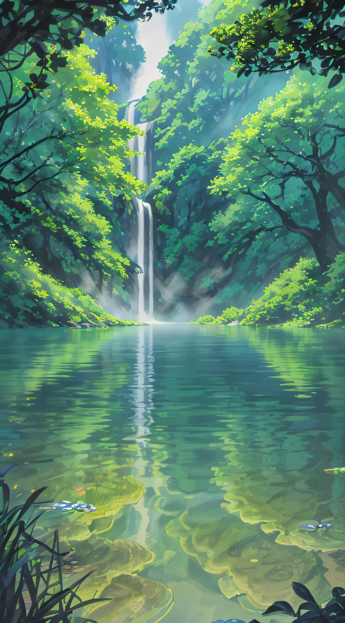 Hot springs, water vapor, waterfalls, ancient Chinese times, spring, jungle, lake, cave, tree, meadow, (illustration: 1.0), epic composition, realistic lighting, HD details, masterpiece, best quality, (very detailed CG unified 8k wallpaper)