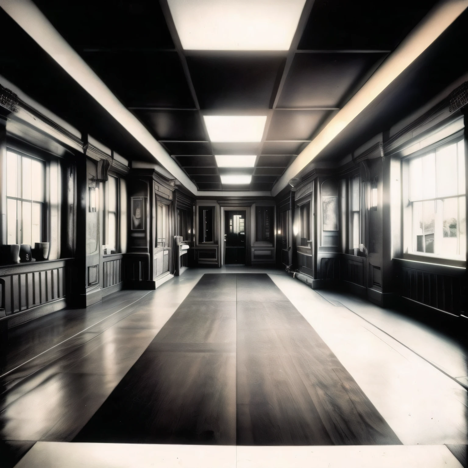 photo (ColonyCorridor:1) House interior, wooden floors, 1980's decor