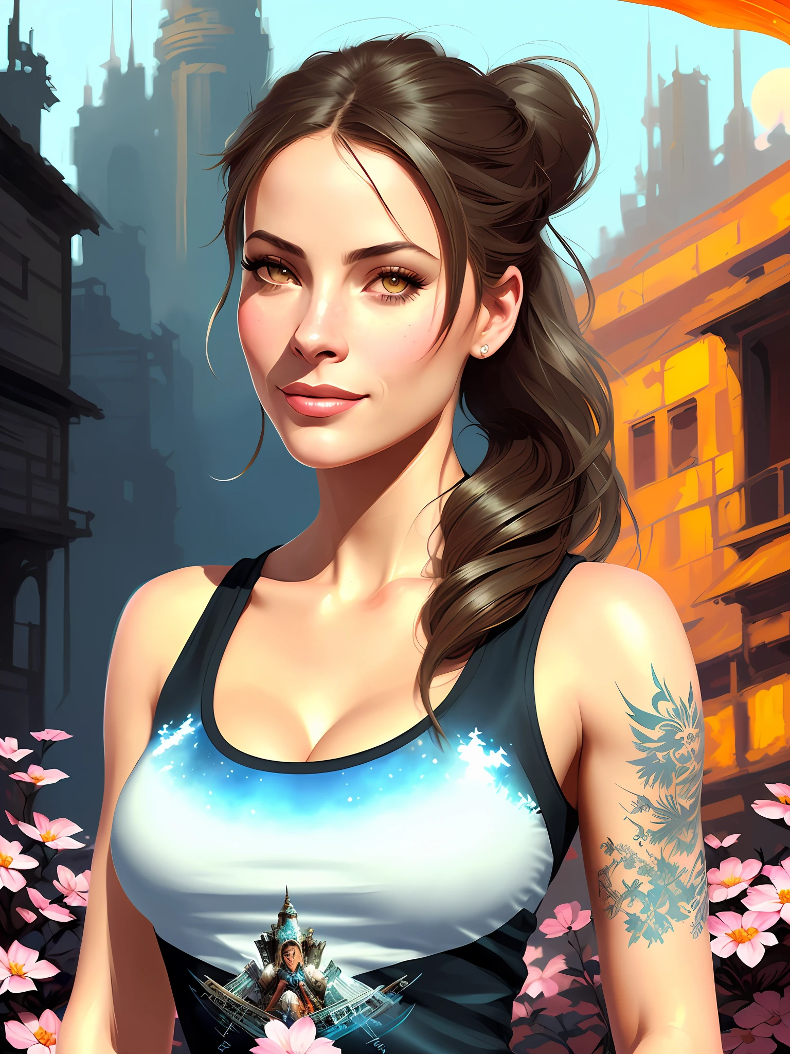 wite skin, (tomboy running on the moon in low gravity), big eyes, cheeky smile, medium chest, space, view of planet earth and orbital staton, black hair, pigtail
beautiful face, (detailed skin, skin texture), (muscle), burning asteroids fall, ussr style,
professional majestic oil painting by Ed Blinkey, Atey Ghailan, Studio Ghibli, by Jeremy Mann, Greg Manchess, Antonio Moro, trending on ArtStation, trending on CGSociety,
intricately detailed, fine details, hyperdetailed, raytracing, subsurface scattering, diffused soft lighting, shallow depth of field, by (Oliver Wetter):: comix style ryuko hikari ::2.9 style ::2.0 comix illustration style ,digital illustration of beautiful female character in toh-yasu drawing style illustrator, anime style, body with futuristic tribal tattoo style designs in dragon shape, serious face and ultra detailed artwork, graffiti style destroyed city scenery with camera focus, (beautiful and clear background:1.2),,((sofía vergara beautiful woman )), ( detailed eyes and detailed face:1.3), (t-shirt or dress:1.3), (beautiful and clear background:1.2), (extremely detailed, ultra-detailed, best shadow:1.1),bare shoulders, flowers and petals, , (white background:0.5), (illustration :1.1), (extremely fine and beautiful girl:1.1), (perfect details:1.1)