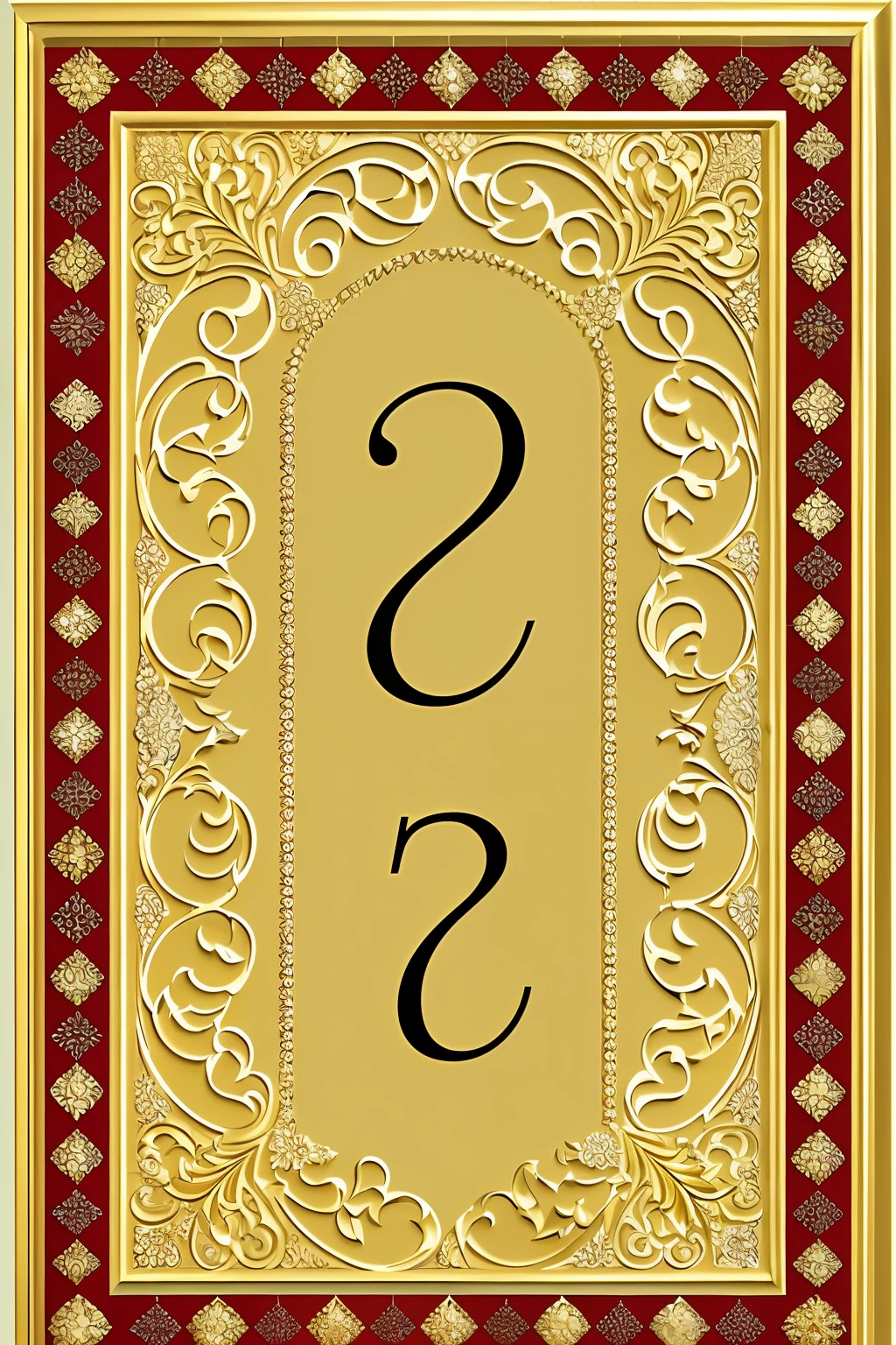 Create a golden arabesque with the initials S, R