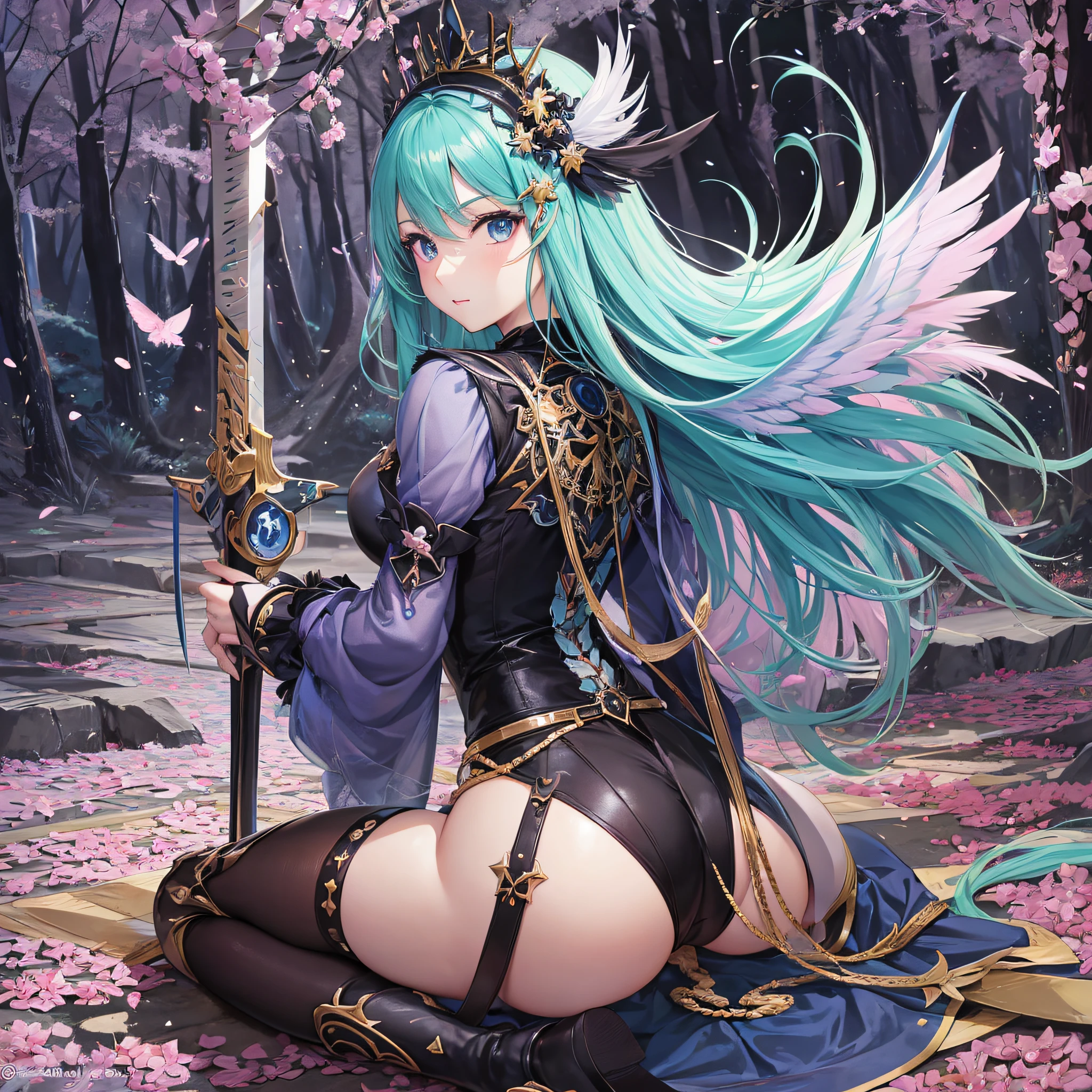((Anime style)) Girls. A world of swords and sorcery. Feathered. Underwear. All fours. sticking out the buttocks --auto --s2