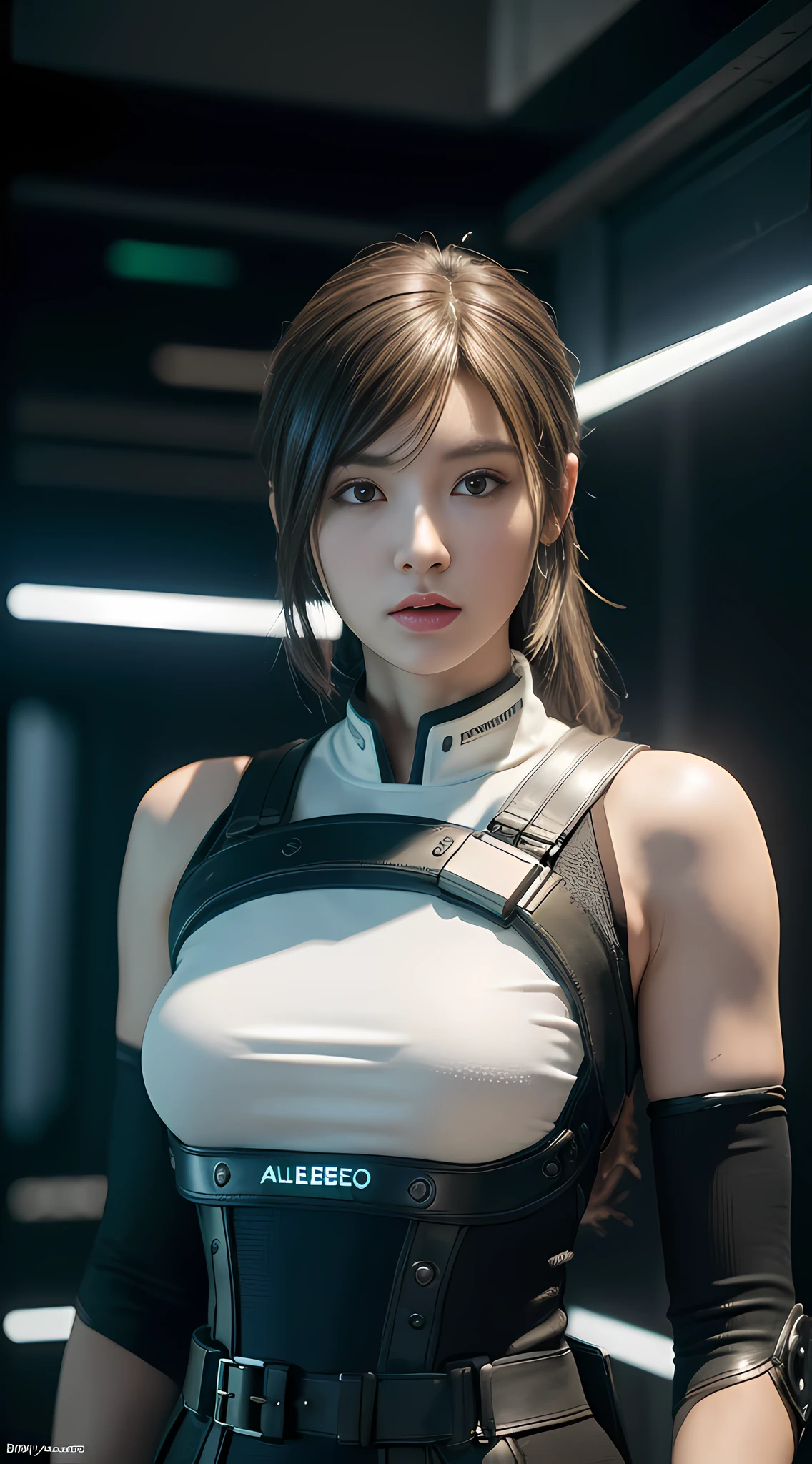 (Best Quality), ((Masterpiece), (Detail: 1.4), 3D, A Beautiful Cyberpunk Woman, HDR (High Dynamic Range), Ray Tracing, NVIDIA RTX, Super-Resolution, Unreal 5, Subsurface Scattering, PBR Textures, Post-Processing, Anisotropic Filtering, Depth of Field, Maximum Sharpness and Clarity, Multi-layer Textures, Albedo and Highlight Maps, Surface Shading, Accurate simulation of light-material interactions, perfect proportions, Octane Render, two-color light, large aperture, low ISO, white balance, rule of thirds, 8K RAW, diverse pose