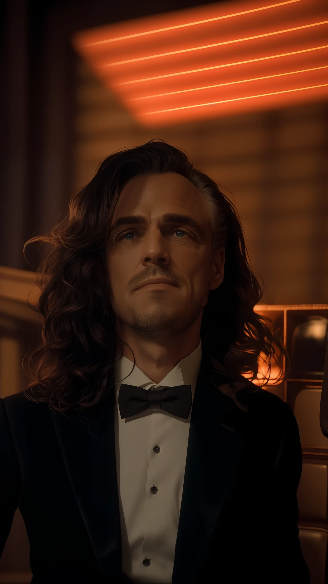 Sitting on chair, in dark room,
Black_suit,Black_jacket,shirt,tuxedo,red_Rose in his lapel, (Close-Up:1.0),(face_focus:1.0),(upper_body),
pubic_hair,bowtie, blue_eyes, brown watch,
1 old_Man, 50yo,male,looking at viewer,(closed mouth:1.0),
NSFW,official art,extremely detailed CG unity 8k wallpaper, perfect lighting,Colorful, Bright_Front_face_Lighting,
(masterpiece:1.0),(best_quality:1.0), ultra high res,4K,ultra-detailed,
photography, 8K, HDR, highres, absurdres:1.2, Kodak portra 400, film grain, blurry background, bokeh:1.2, lens flare, (vibrant_color:1.2)
