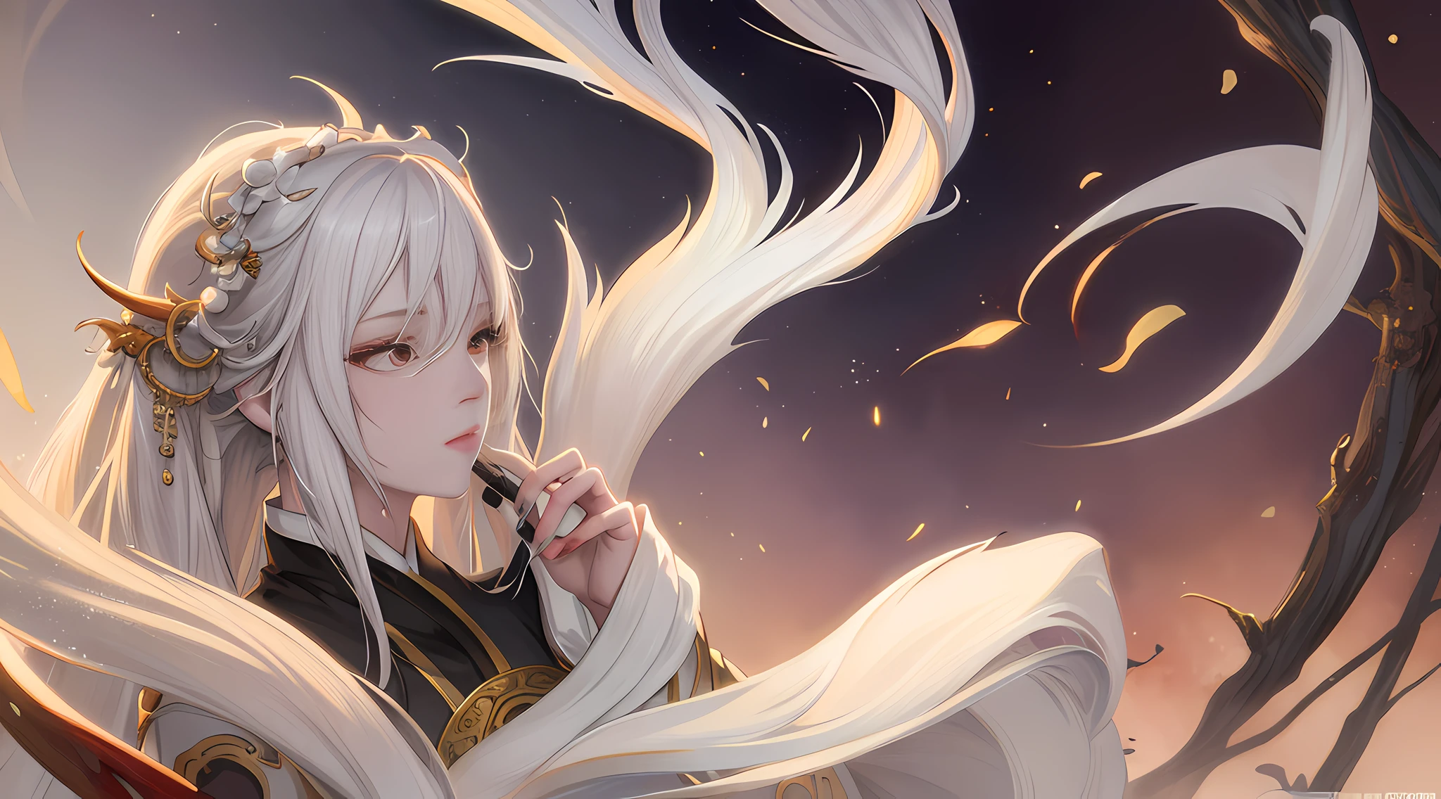 a close up of a woman with white hair and a white mask, beautiful character painting, guweiz, artwork in the style of guweiz, white haired deity, by Yang J, epic exquisite character art, stunning character art, by Fan Qi, by Wuzhun Shifan, guweiz on pixiv artstation