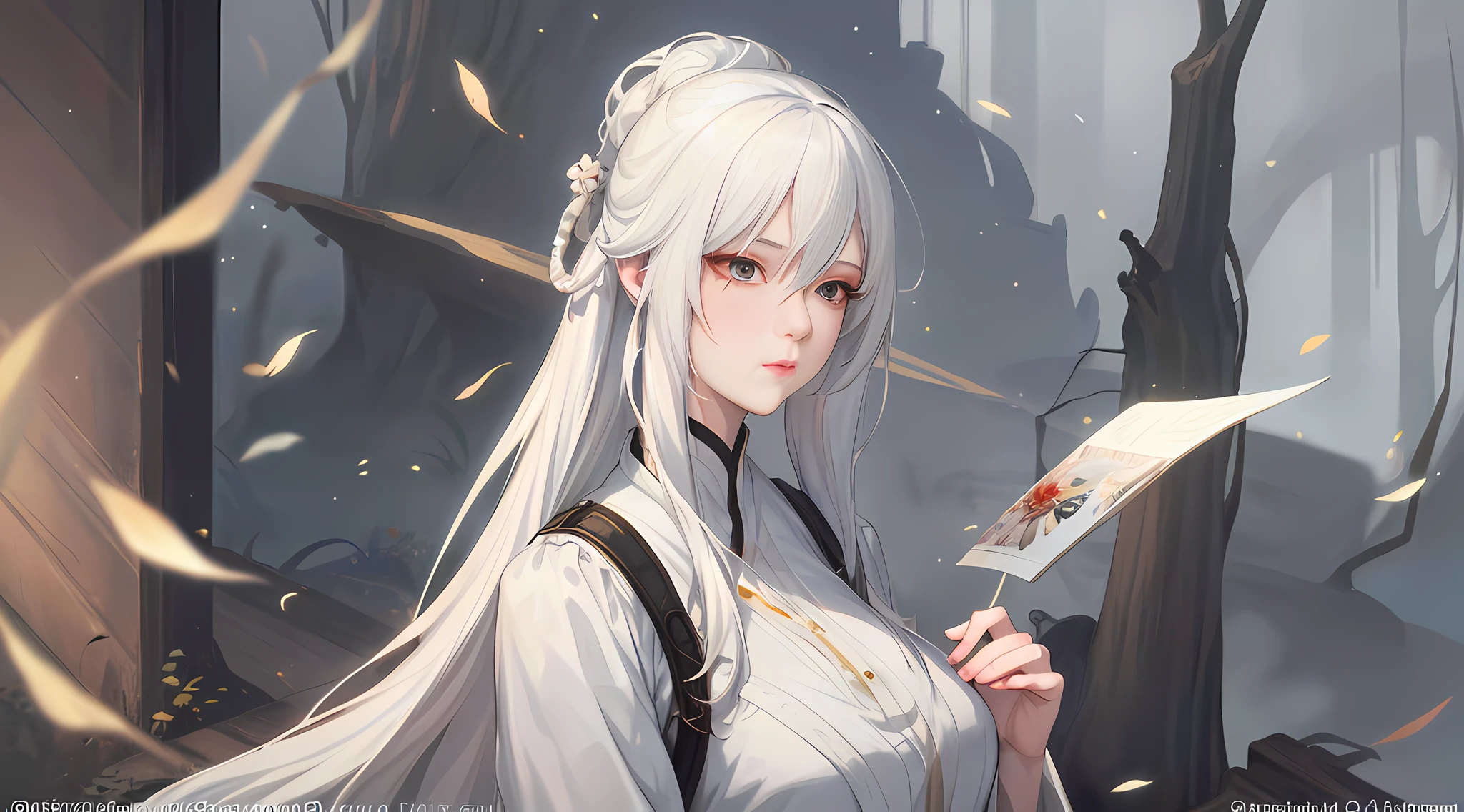 a close up of a woman with white hair and a white mask, beautiful character painting, guweiz, artwork in the style of guweiz, white haired deity, by Yang J, epic exquisite character art, stunning character art, by Fan Qi, by Wuzhun Shifan, guweiz on pixiv artstation