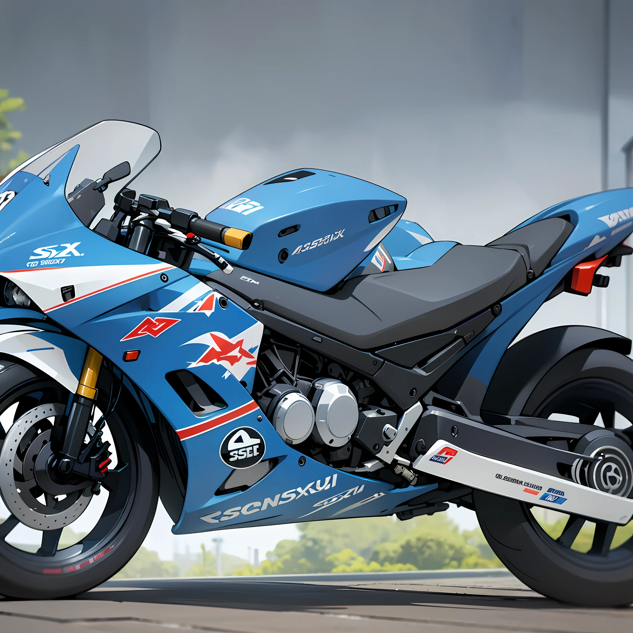 Gsx-s 750 Suzuki, high speed, landscape,detailed 1:4, 3d --auto --s2