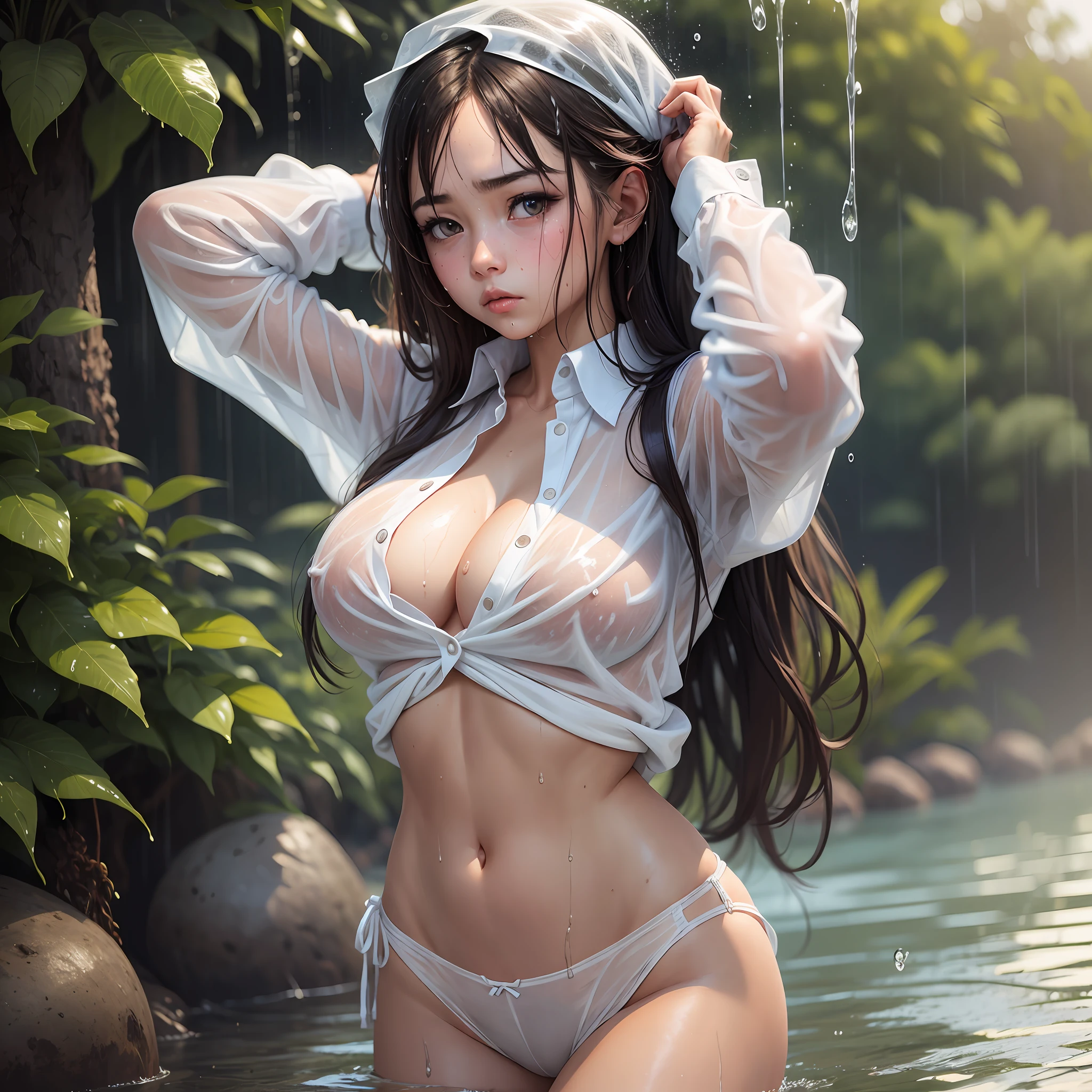 Girl with frown breasts in a wet shirt --auto --s2