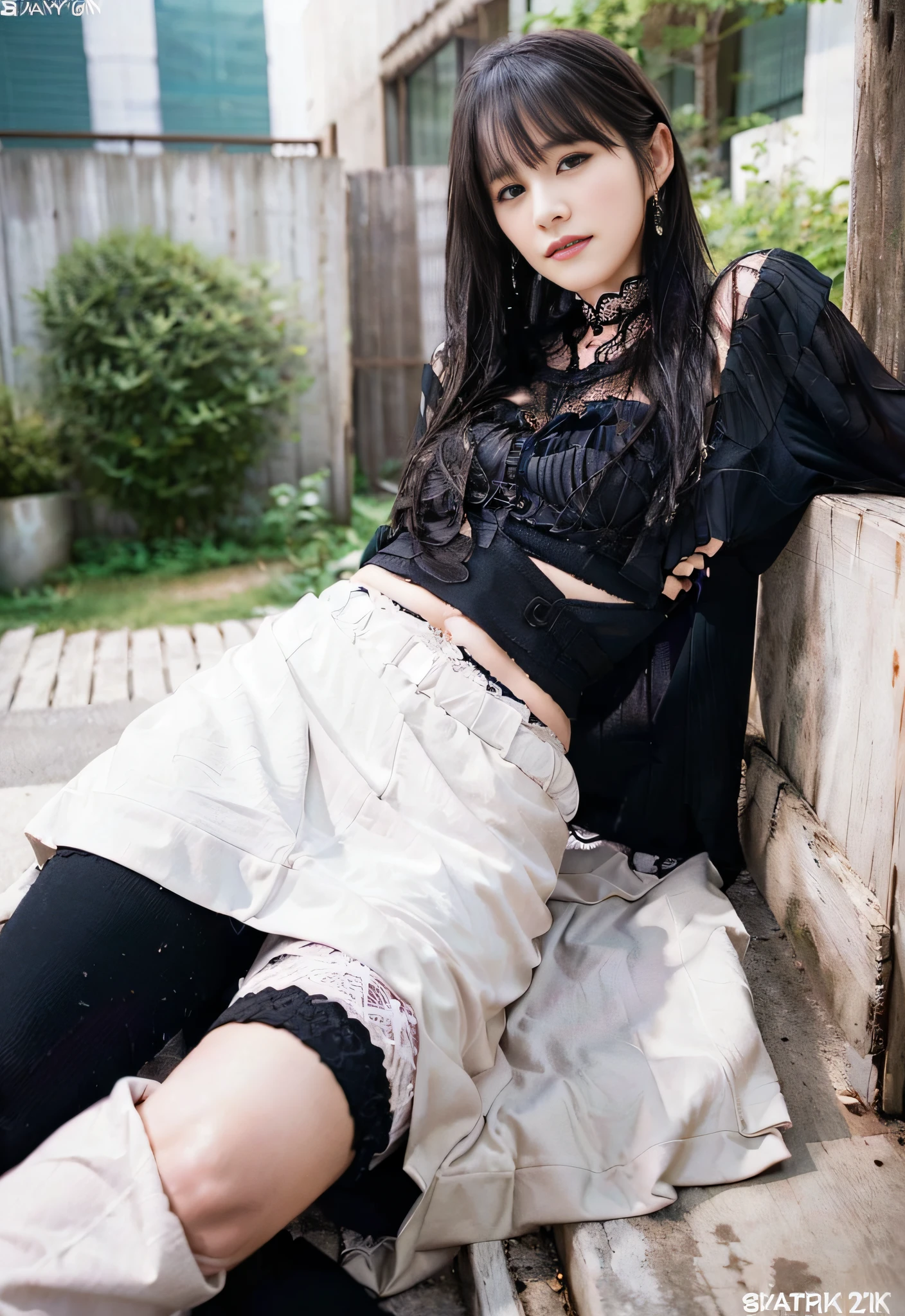 Rub your belly with your hands, Touch your stomach with your hands, Grab your abs with your hands, Touch your belly button with your hands, Put your hands in it, (Side light, photorealistic, beautiful eyes of details: 1.2), portrait, realistic, 3D face, shiny skin, (masterpiece, highest quality, beautiful quality, see viewer, detailed lighting, shadows, 8k: 1.4), (female photo, solo, detailed background, outdoors, park, bench, 1 girl, High heels, hot pants: 1.4), , photo of a 20-year-old woman, cute, panties, (((KPOP Idol)), lace panties, shot, legs spread, skirt, uniform, white panties, socks, black hair, shirt, blurred, blurred background, knee level, pink shirt, loafers, realistic long hair, lips, black eyes, black socks, pleated skirt, Sideways, Sunny Weather, Bright Sunlight, Outdoor, Brown Footwear, Masterpiece, Top Quality, Ultra Detailed, ((Best Quality, 8k, Masterpiece: 1.3)), Sharp Focus: 1.2, Beautiful Women with Perfect Figure: 1.4, Slender Abs: 1.2, (((Layer Cut, Large: 1.2)), Wet Body: 1.5, Highly Detailed Face and Skin Texture, Detailed Eyes, Double Eyelids, , Slave, Black Corset, bondage, collar, restraint, from below, contempt, panties, low angle,