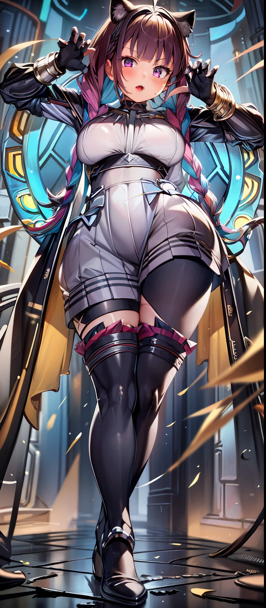 Masterpiece, 8k, hd, high resolution, 1 girl, black boots, cosplay black panther, metropolis, aqua Minato,