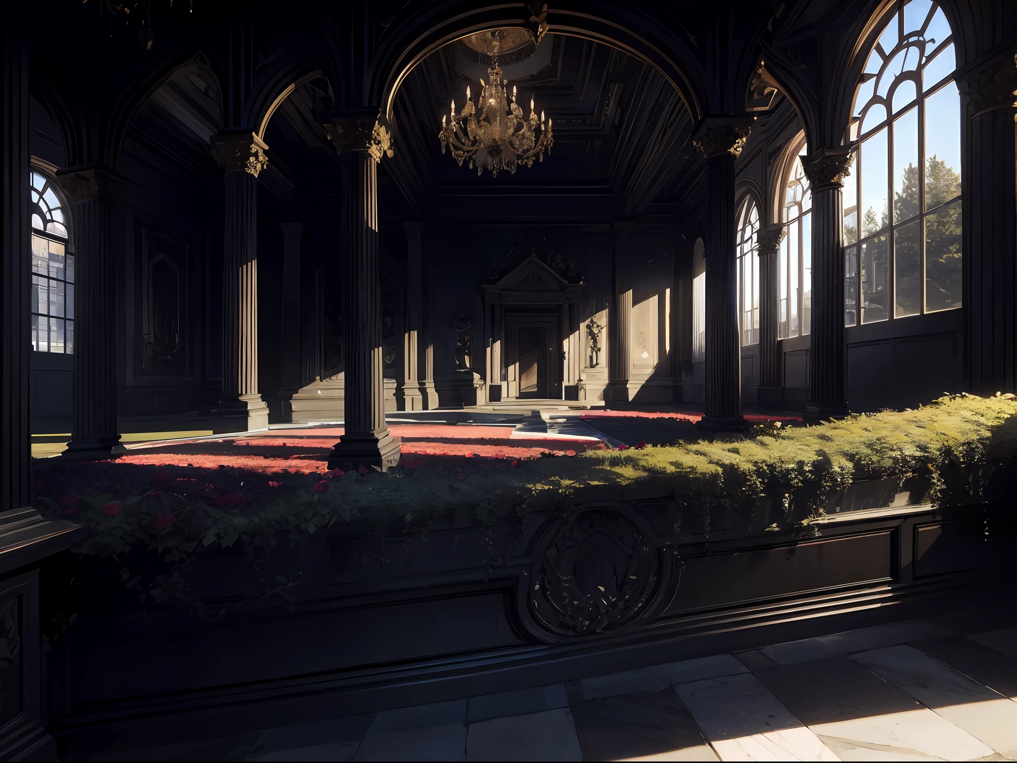 "(Absurdres) (Masterpiece) (Best quality) (Ultra-detailed), featuring a large manor with luxurious and exquisite garden, showcased in full frontal view with cinematic lighting, (Best shadow) and depth of field."