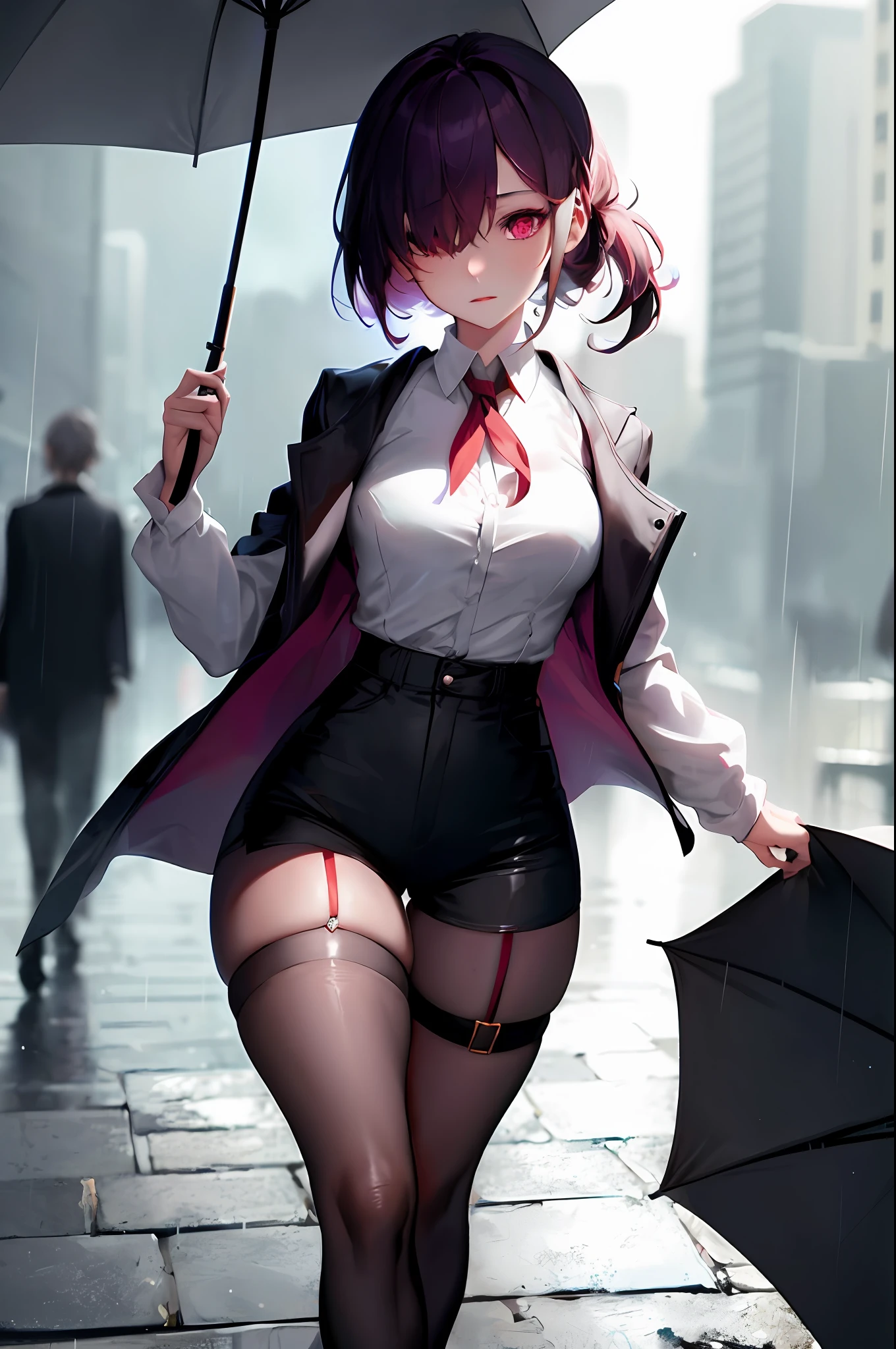 anime girl in a short skirt and jacket holding an umbrella, artwork in the style of guweiz, guweiz, seductive anime girl, guweiz on artstation pixiv, guweiz on pixiv artstation, ilya kuvshinov. 4 k, alena aenami and artgerm, ilya kuvshinov landscape