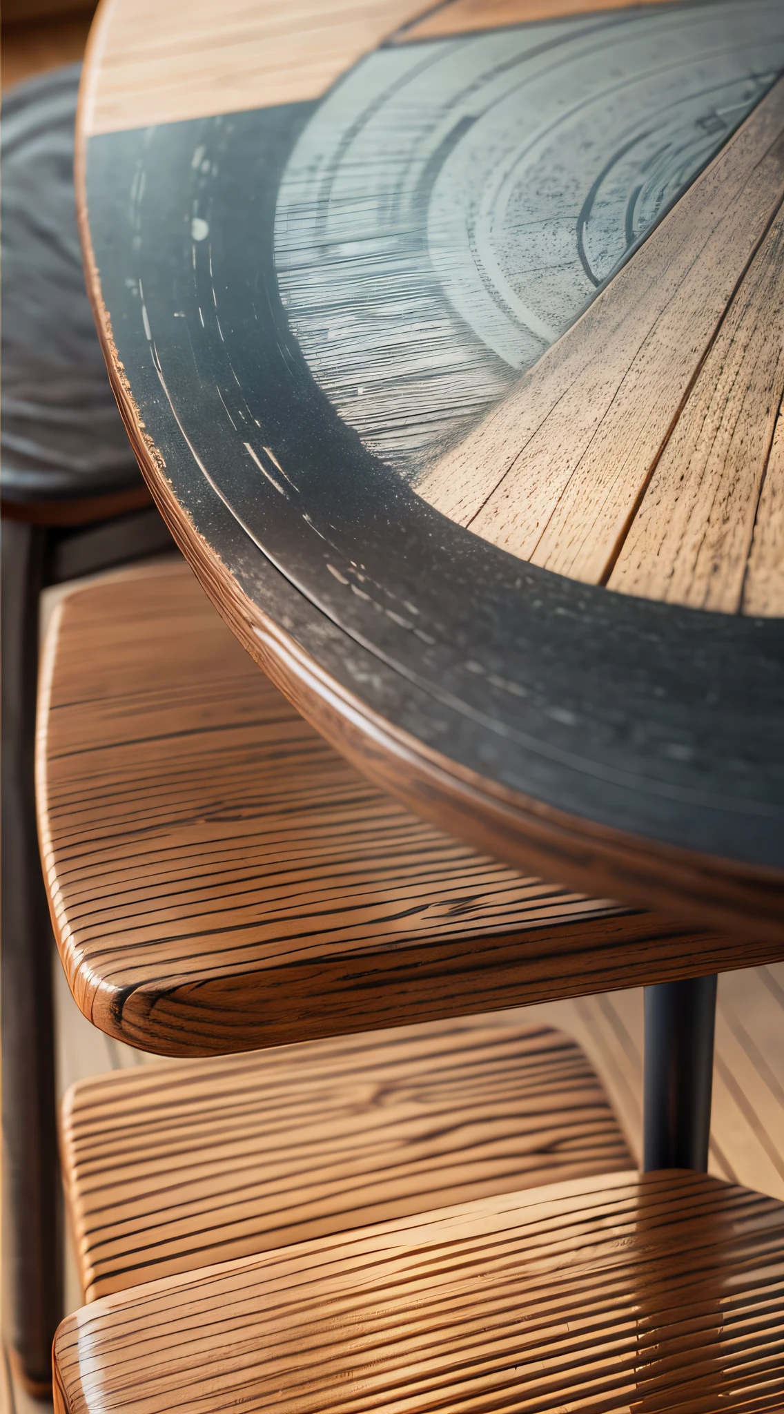 Close-up of a stool placed on the table, (stool superimposed on the table) --auto --s2