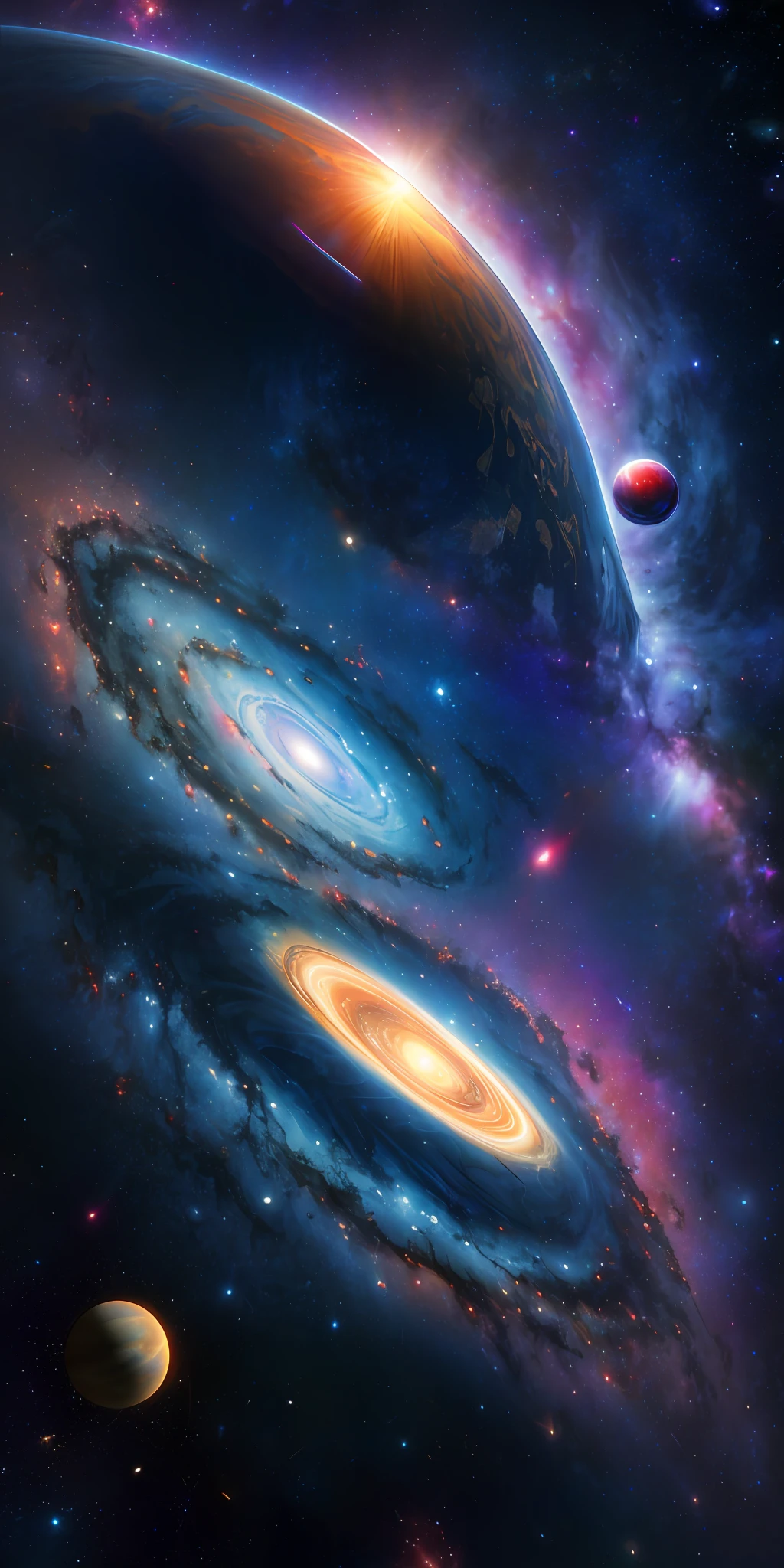 masterpiece, best quality, high quality, extremely detailed CG unity 8k wallpaper, Depth of Field, HDR,,Photorealistic,extremely detailed, Intricate, High Detail, universe, space, galaxy, stars, planets, astronomy, cosmos, celestial, nebula, black hole, solar system, cosmic rays, supernova, deep space, astronomical objects