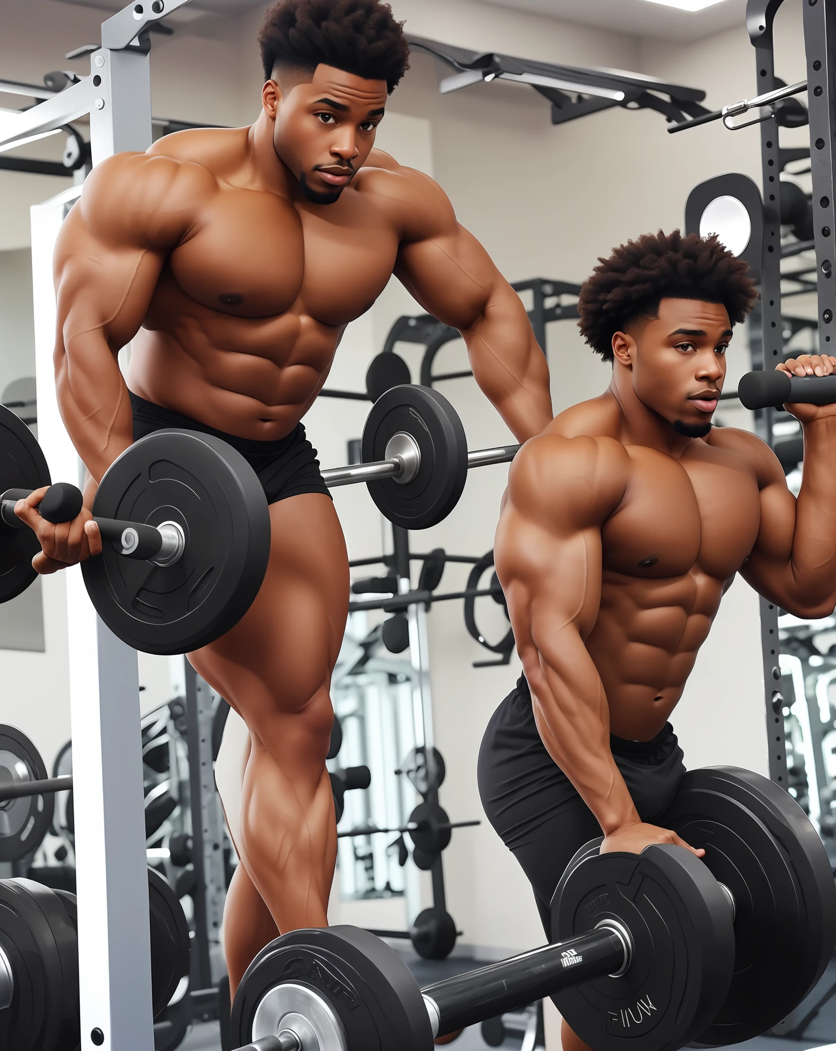 A black man with big curly cinnamon strong in the gym
