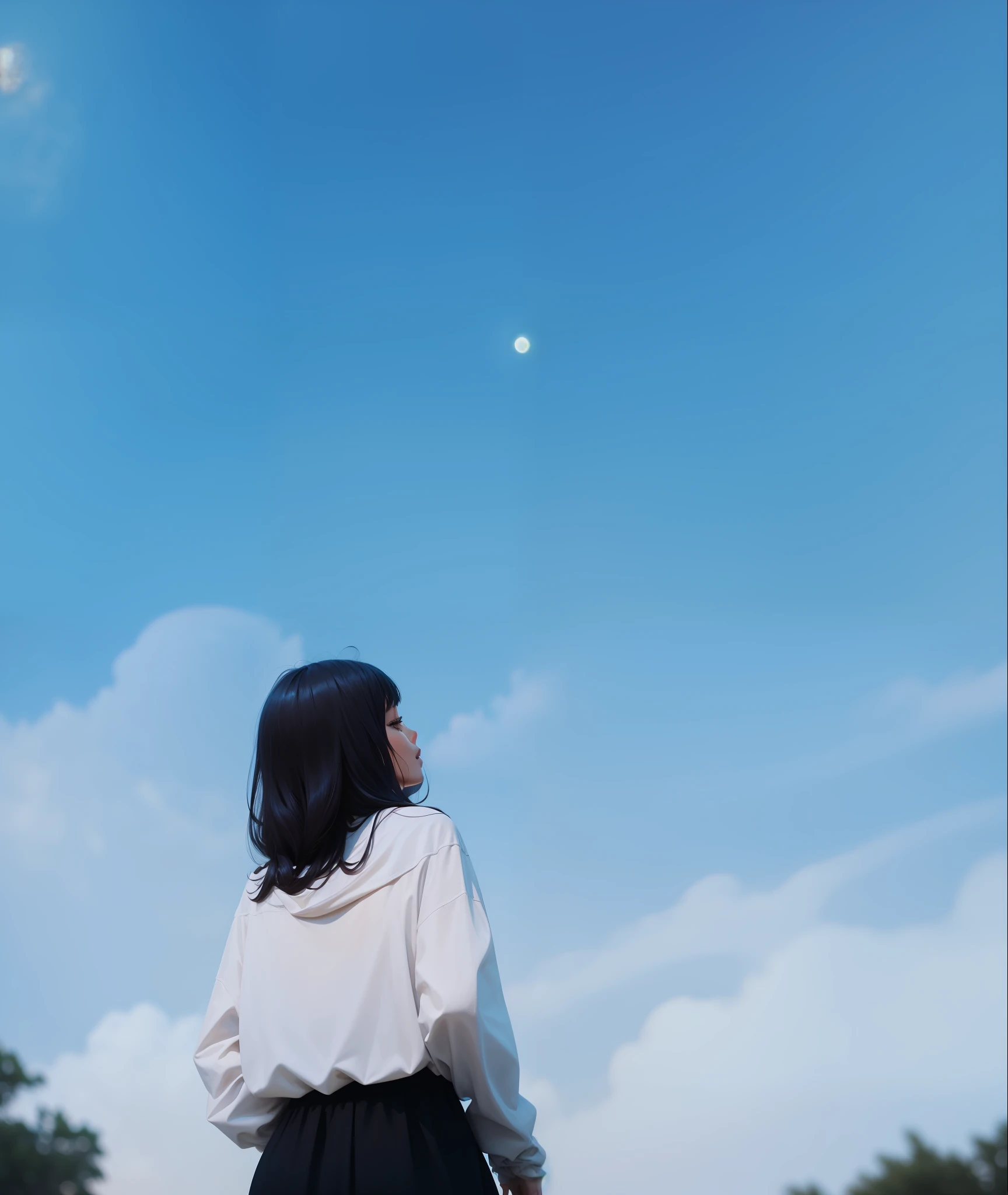 galaxy background, full moon
