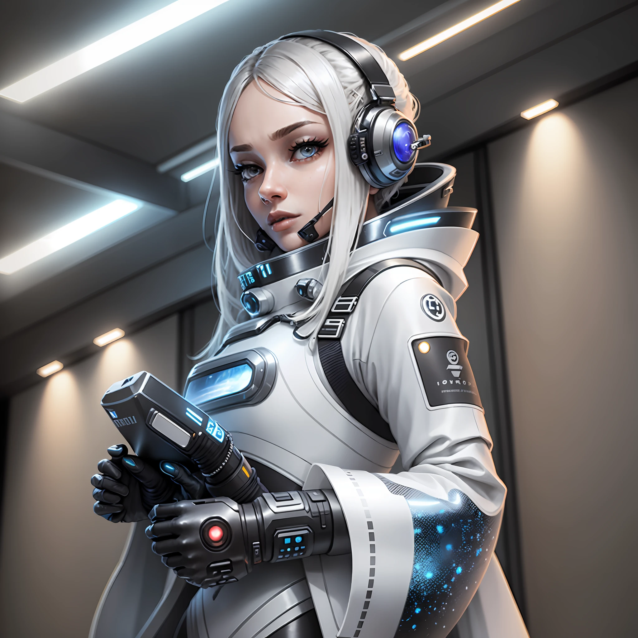 Person with amputated limb in a futuristic outfit,futuristic clothes, hyper-realistic style, 8k, Space suit --auto --s2