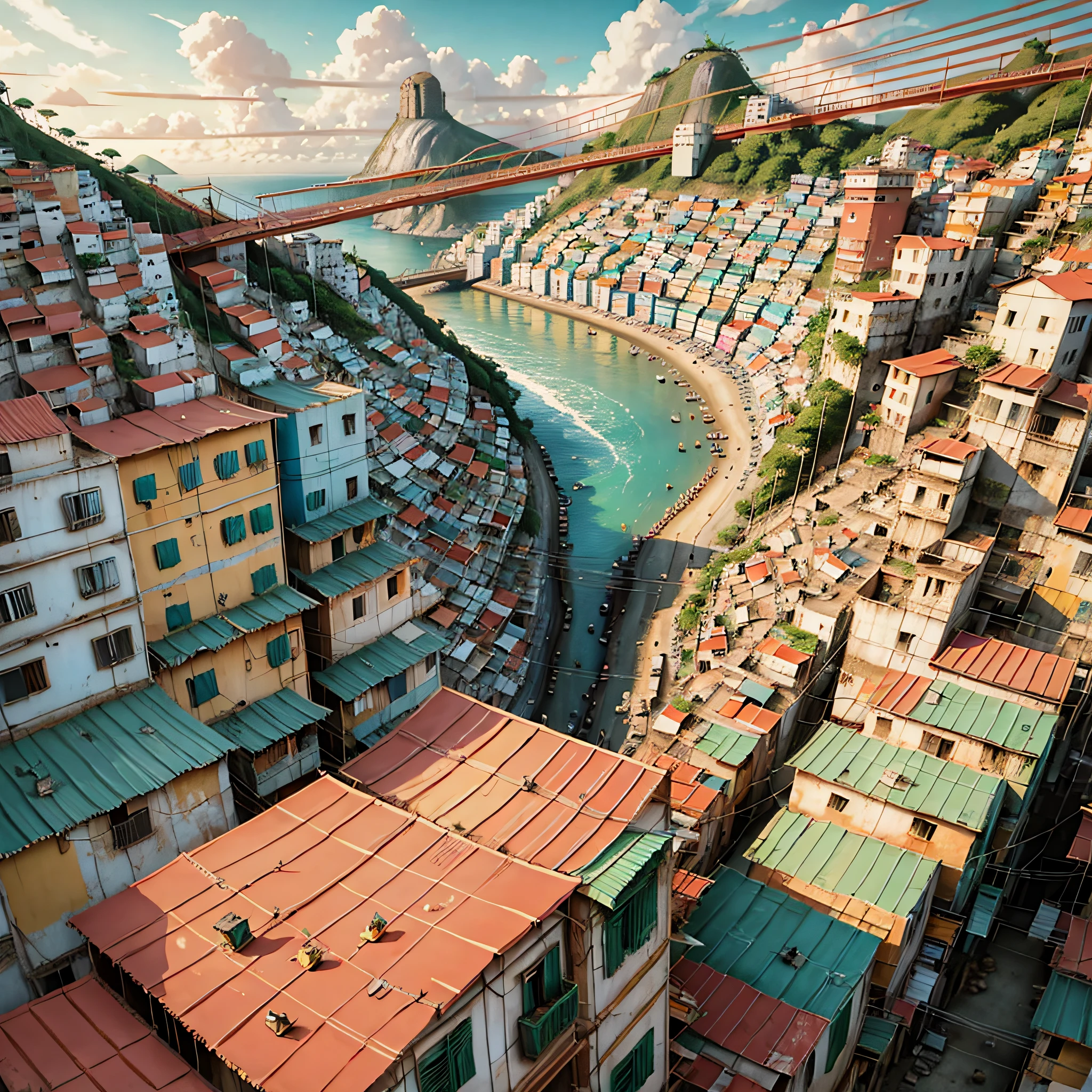 Illustration Morro Favela Rio de Janeiro Colorful --auto --s2