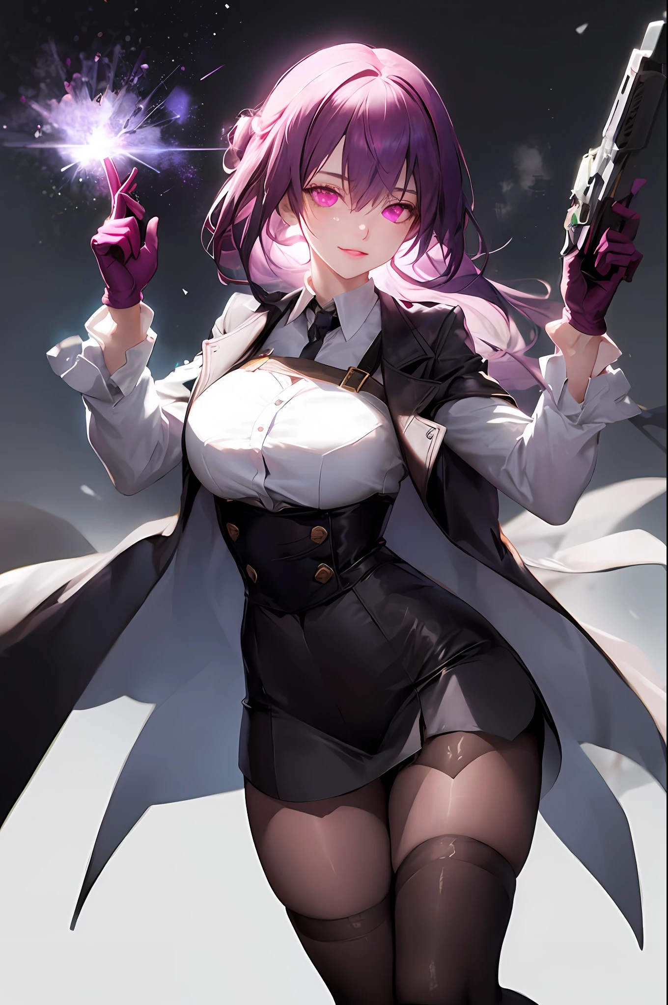 anime girl with a gun and a star in her hand, guweiz, best anime 4k konachan wallpaper, guweiz on pixiv artstation, from girls frontline, guweiz on artstation pixiv, badass anime 8 k, artwork in the style of guweiz, ayaka genshin impact, fine details. girls frontline